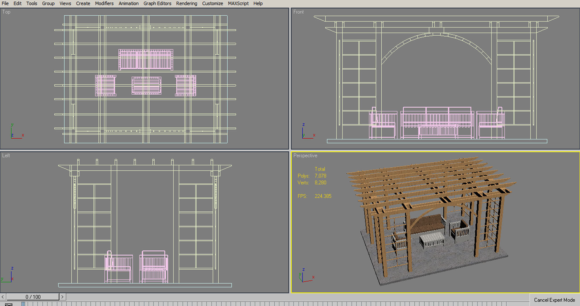 Pergola 1 Low-poly 3D model_16