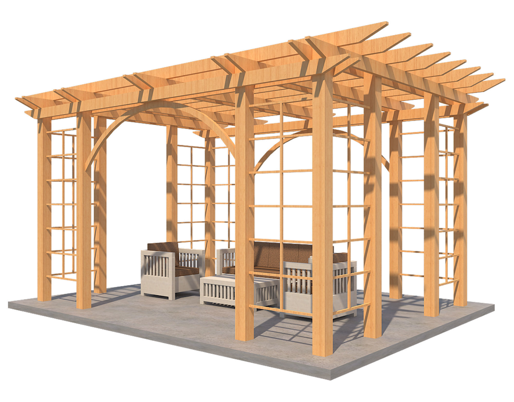 Pergola 1 Low-poly 3D model_3