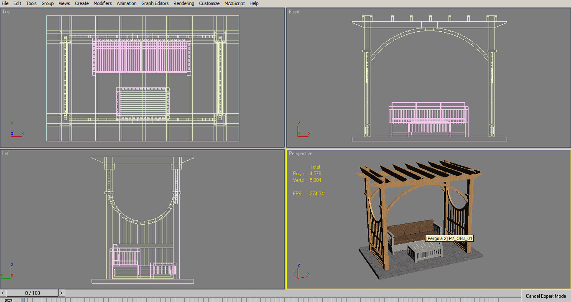 Pergola 2 Low-poly 3D model_16