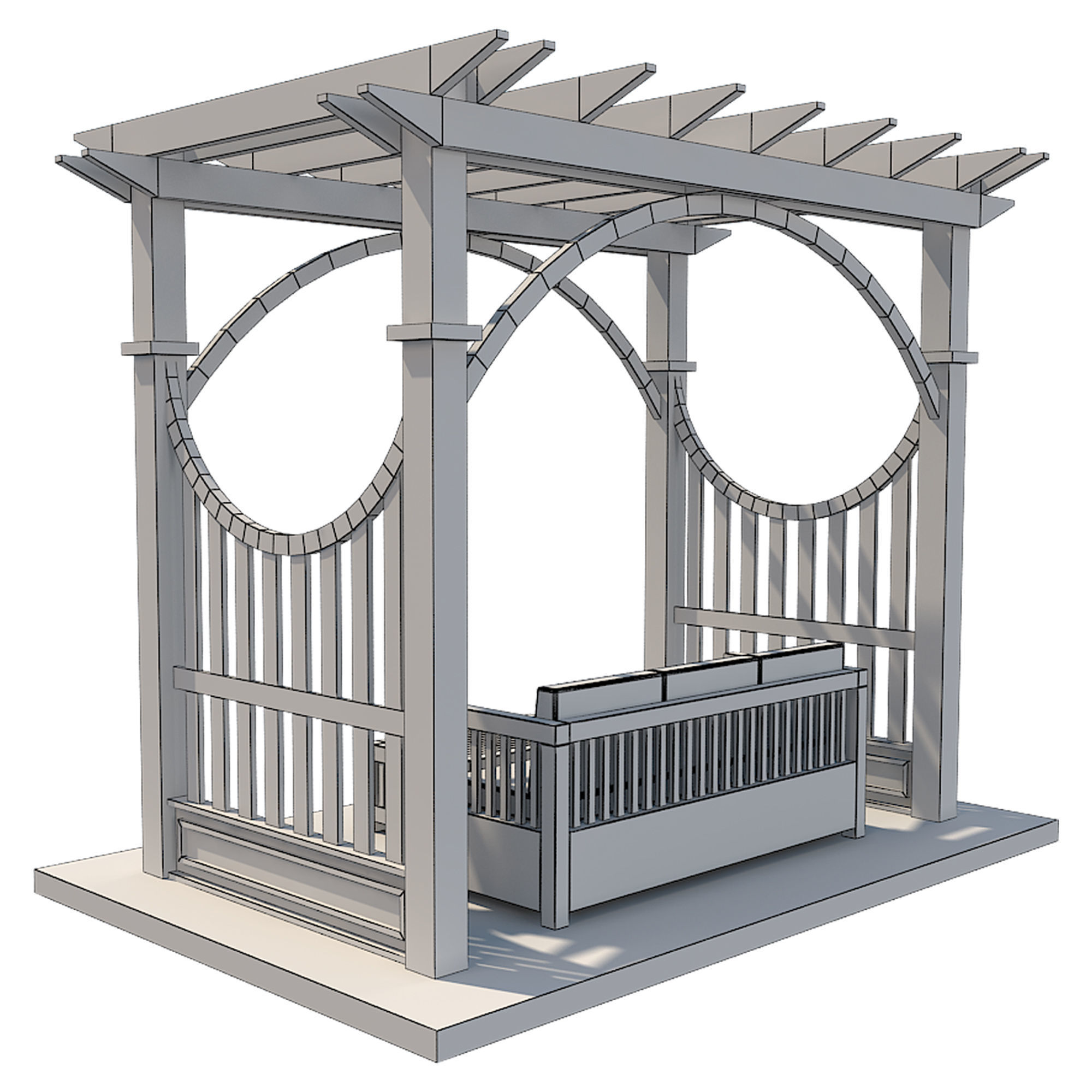 Pergola 2 Low-poly 3D model_9