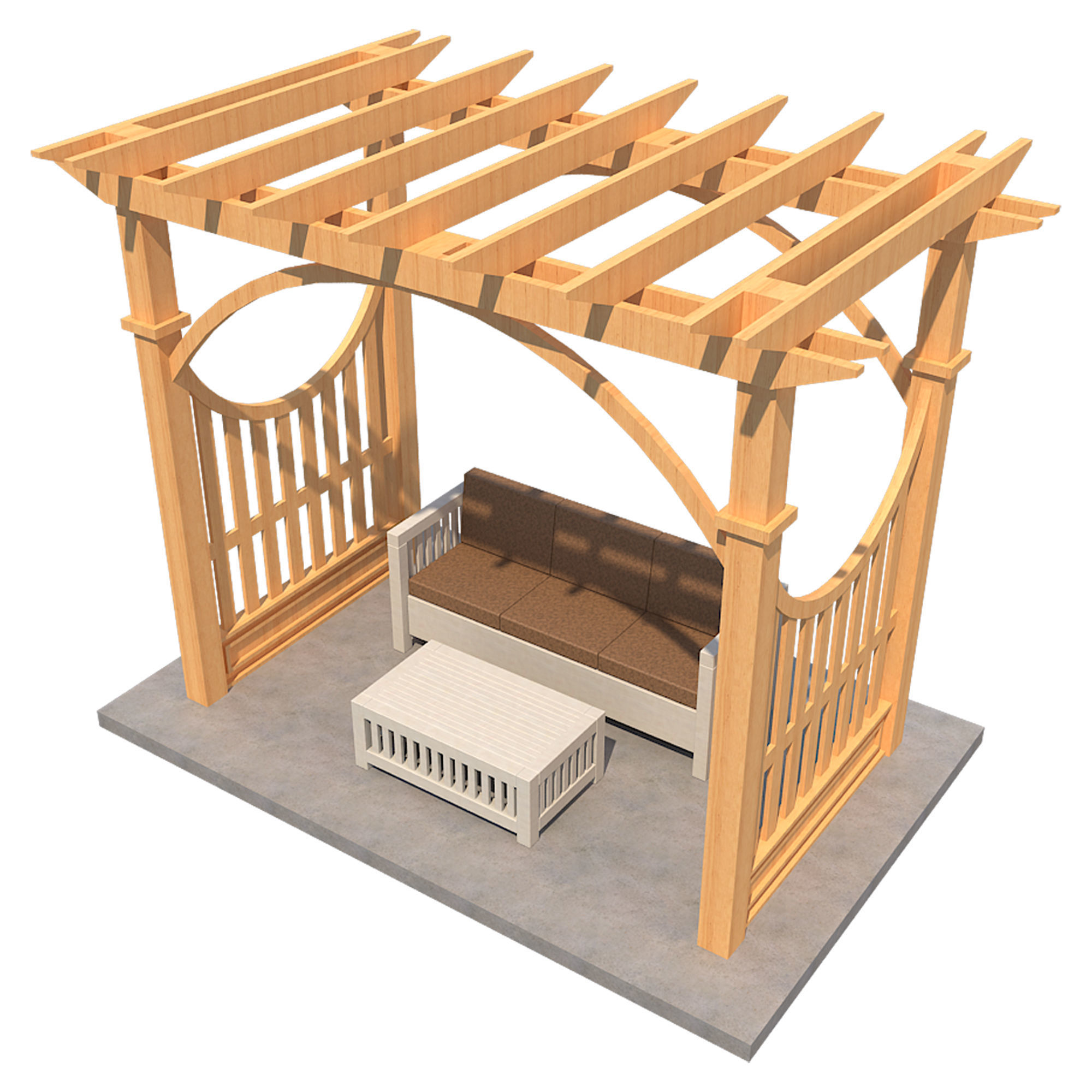 Pergola 2 Low-poly 3D model_5