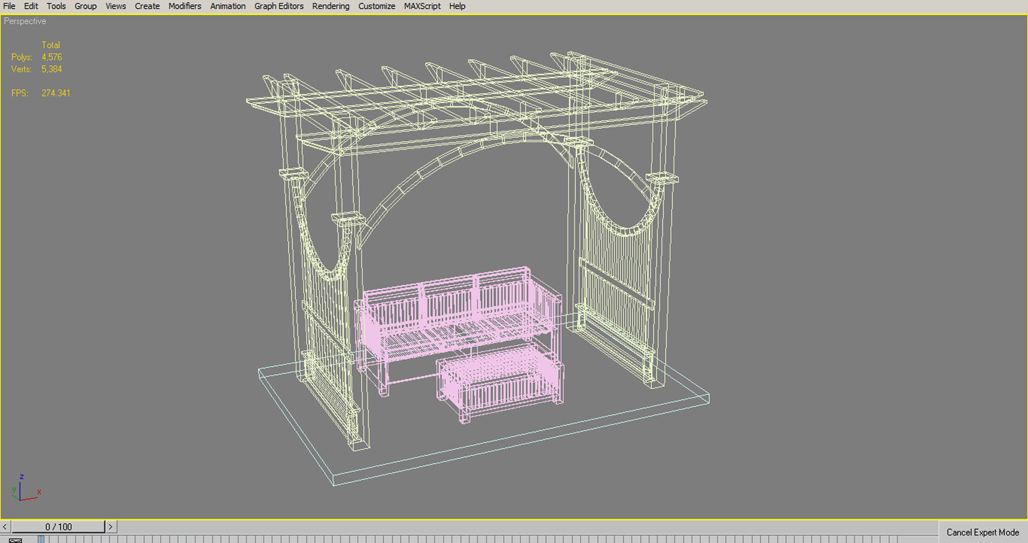 Pergola 2 Low-poly 3D model_14