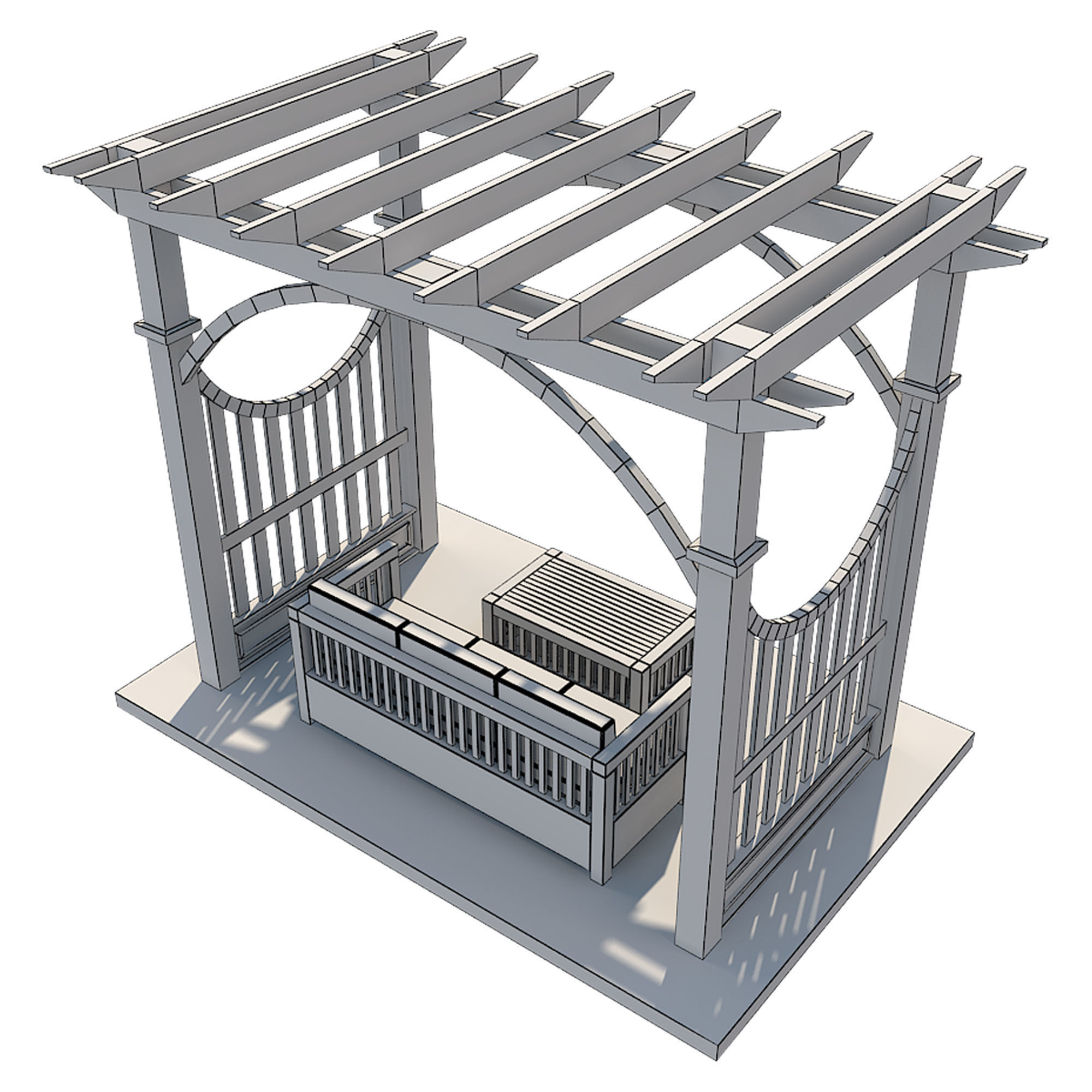 Pergola 2 Low-poly 3D model_10
