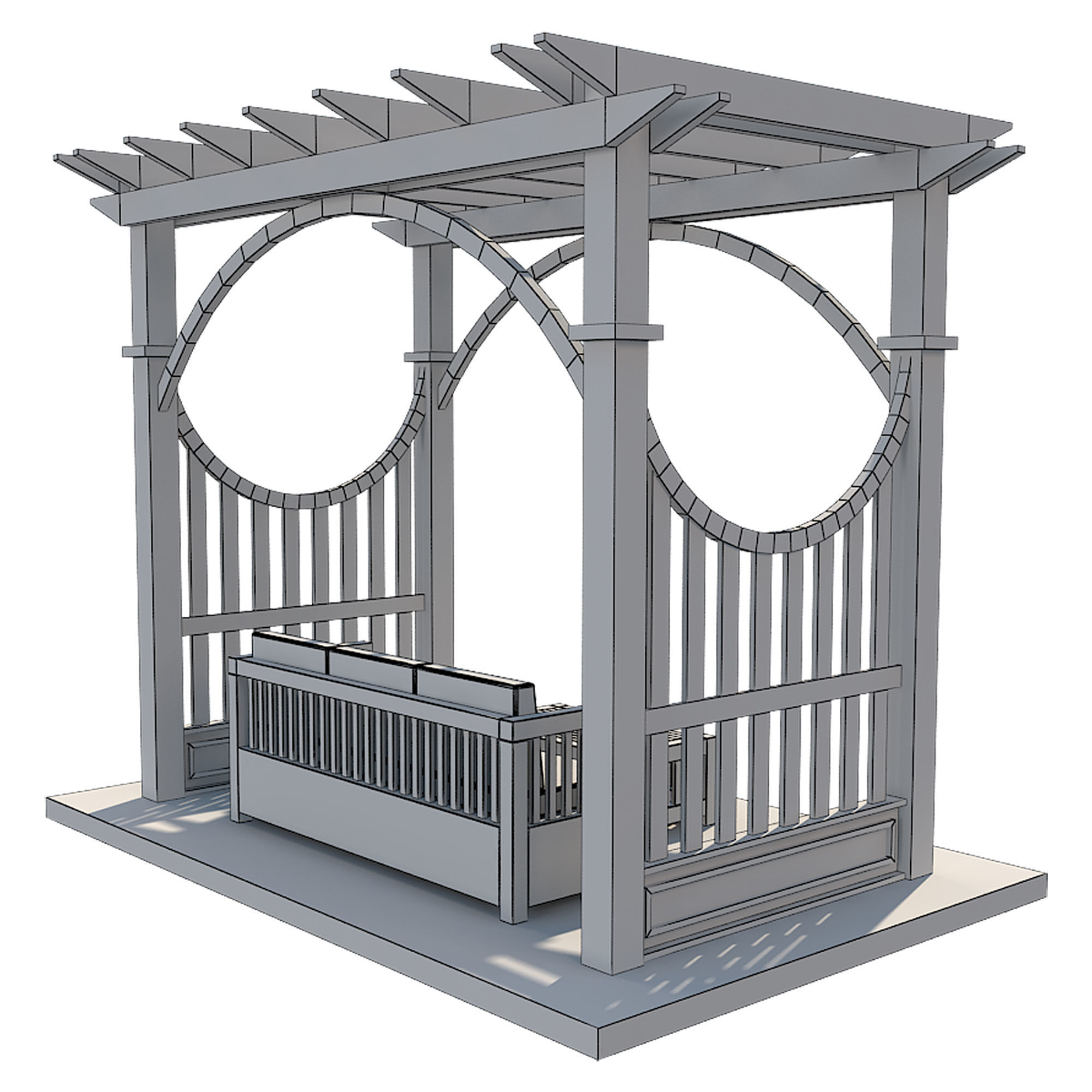 Pergola 2 Low-poly 3D model_11