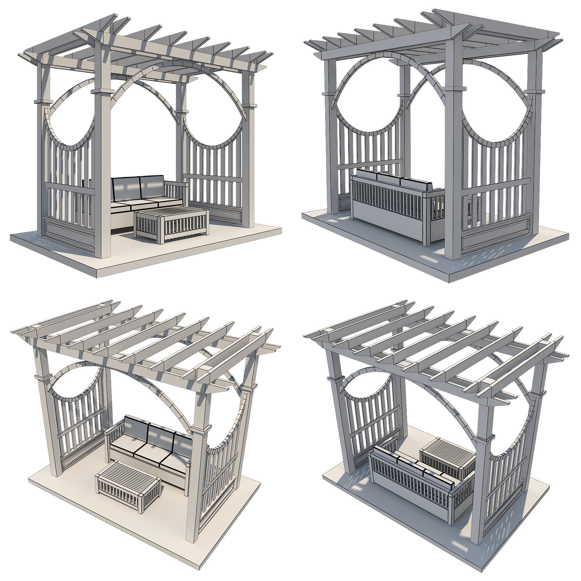 Pergola 2 Low-poly 3D model_13