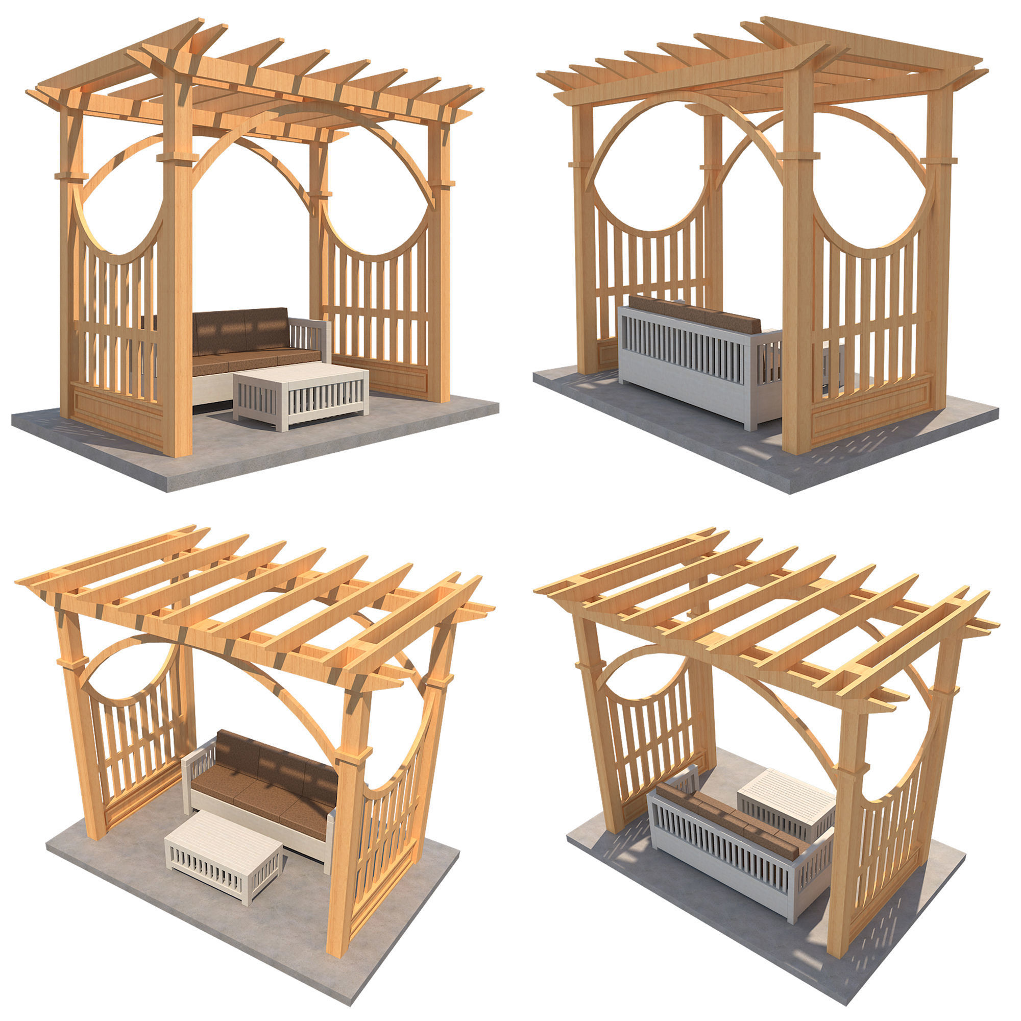 Pergola 2 Low-poly 3D model_6