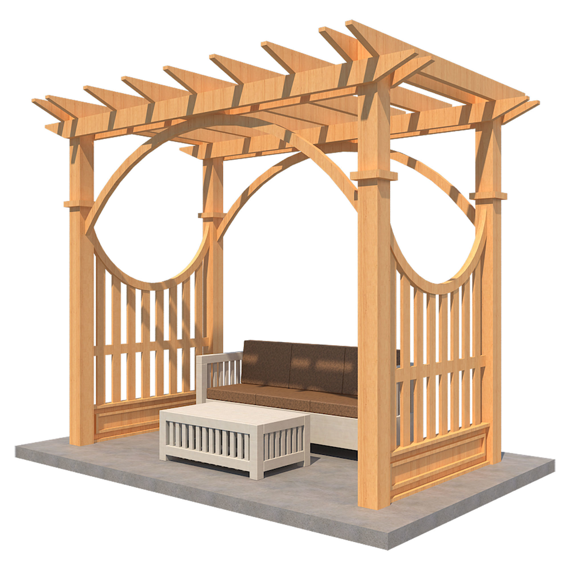 Pergola 2 Low-poly 3D model_1