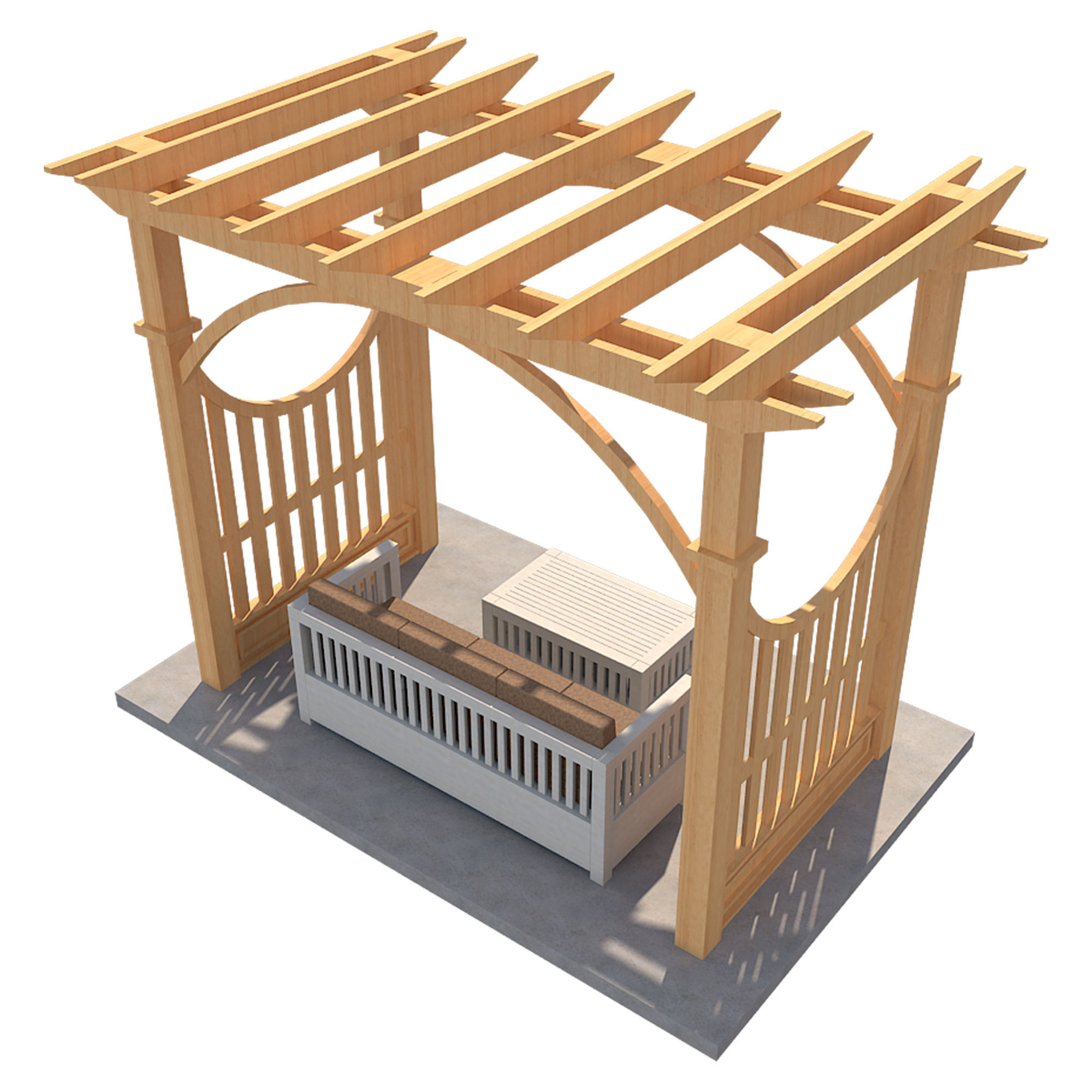 Pergola 2 Low-poly 3D model_4