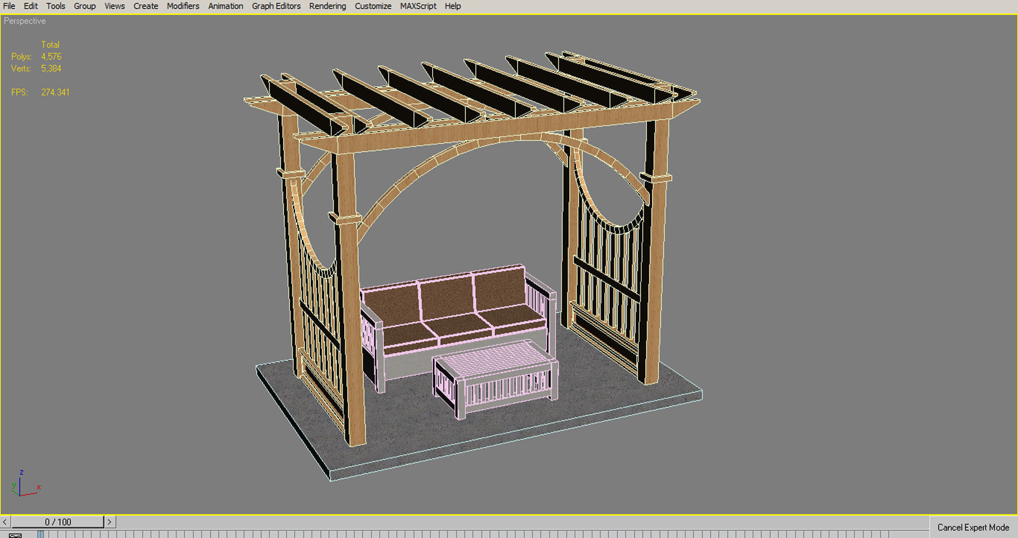 Pergola 2 Low-poly 3D model_15