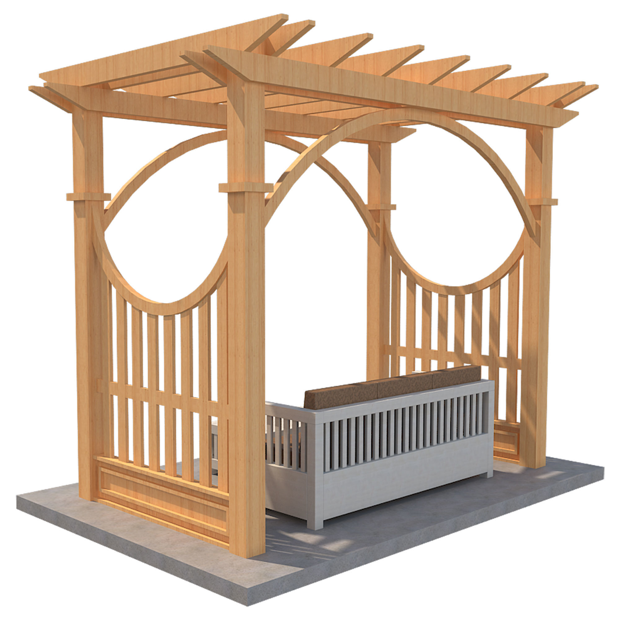 Pergola 2 Low-poly 3D model_3