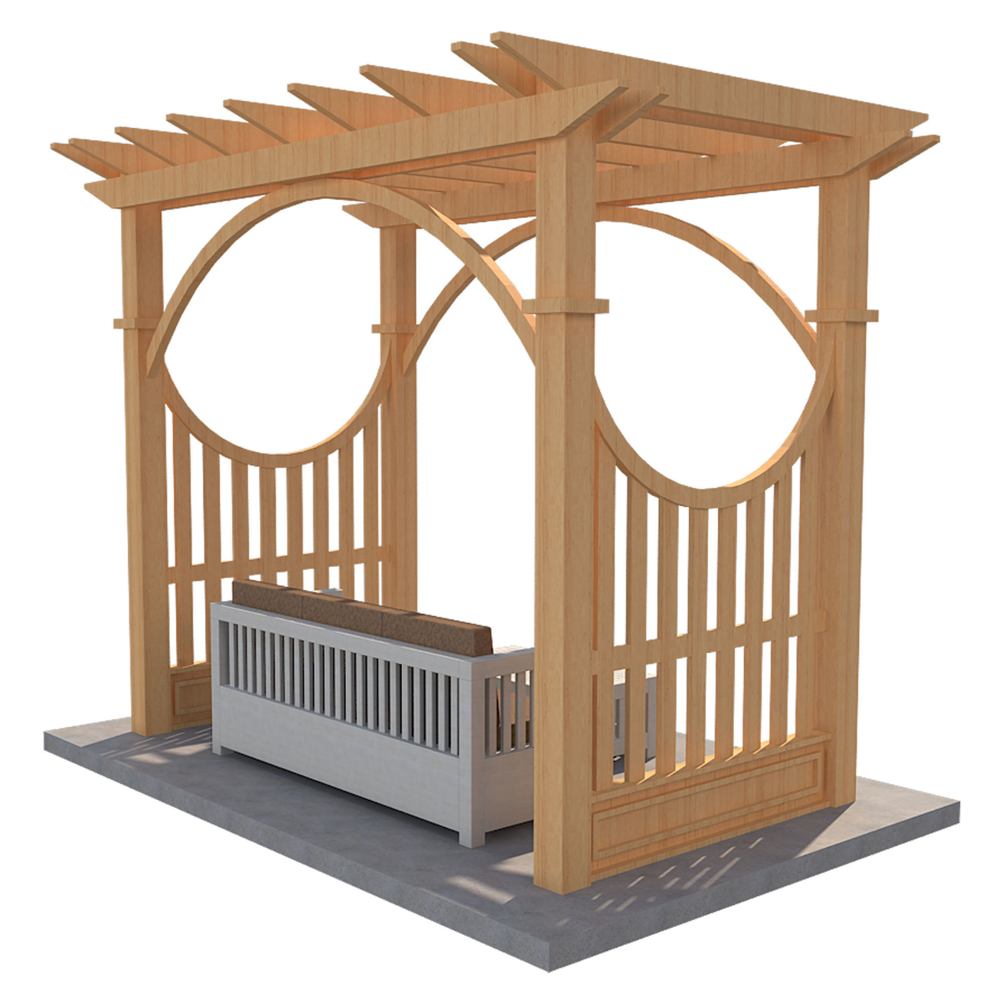 Pergola 2 Low-poly 3D model_2