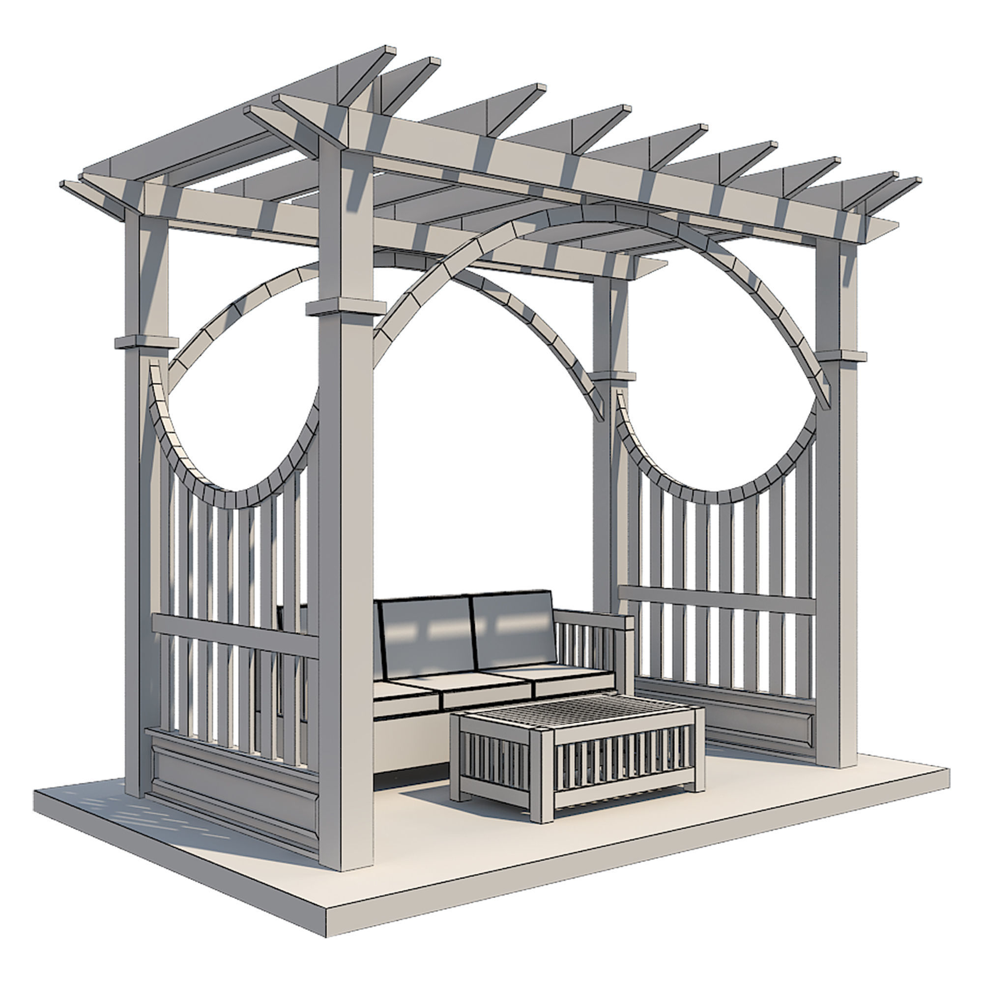 Pergola 2 Low-poly 3D model_7