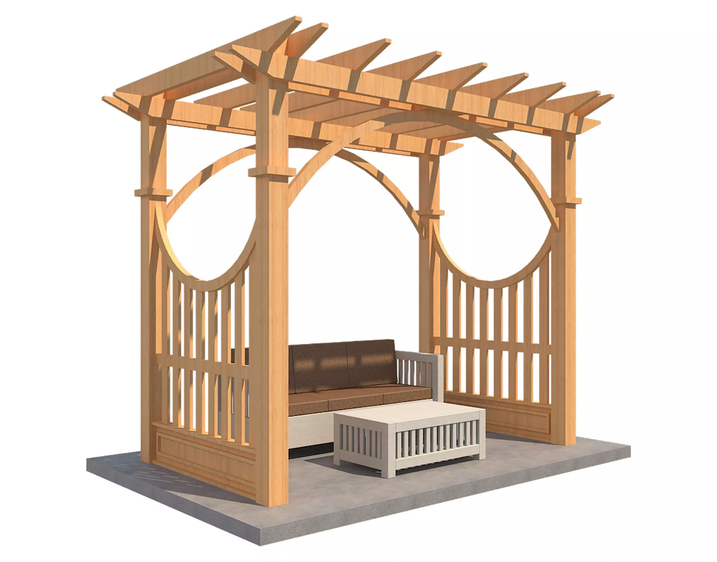 Pergola 2 Low-poly 3D model_0
