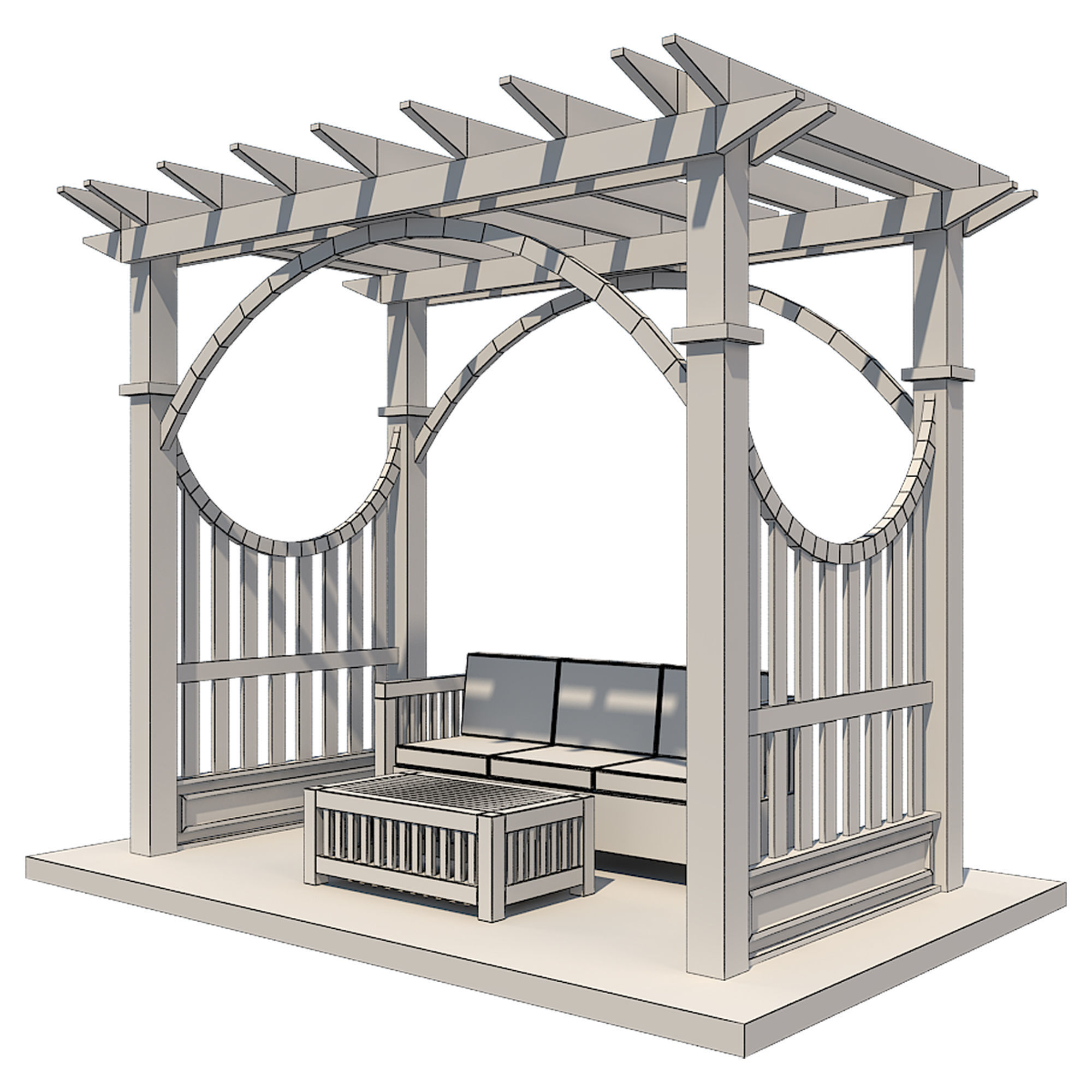 Pergola 2 Low-poly 3D model_8
