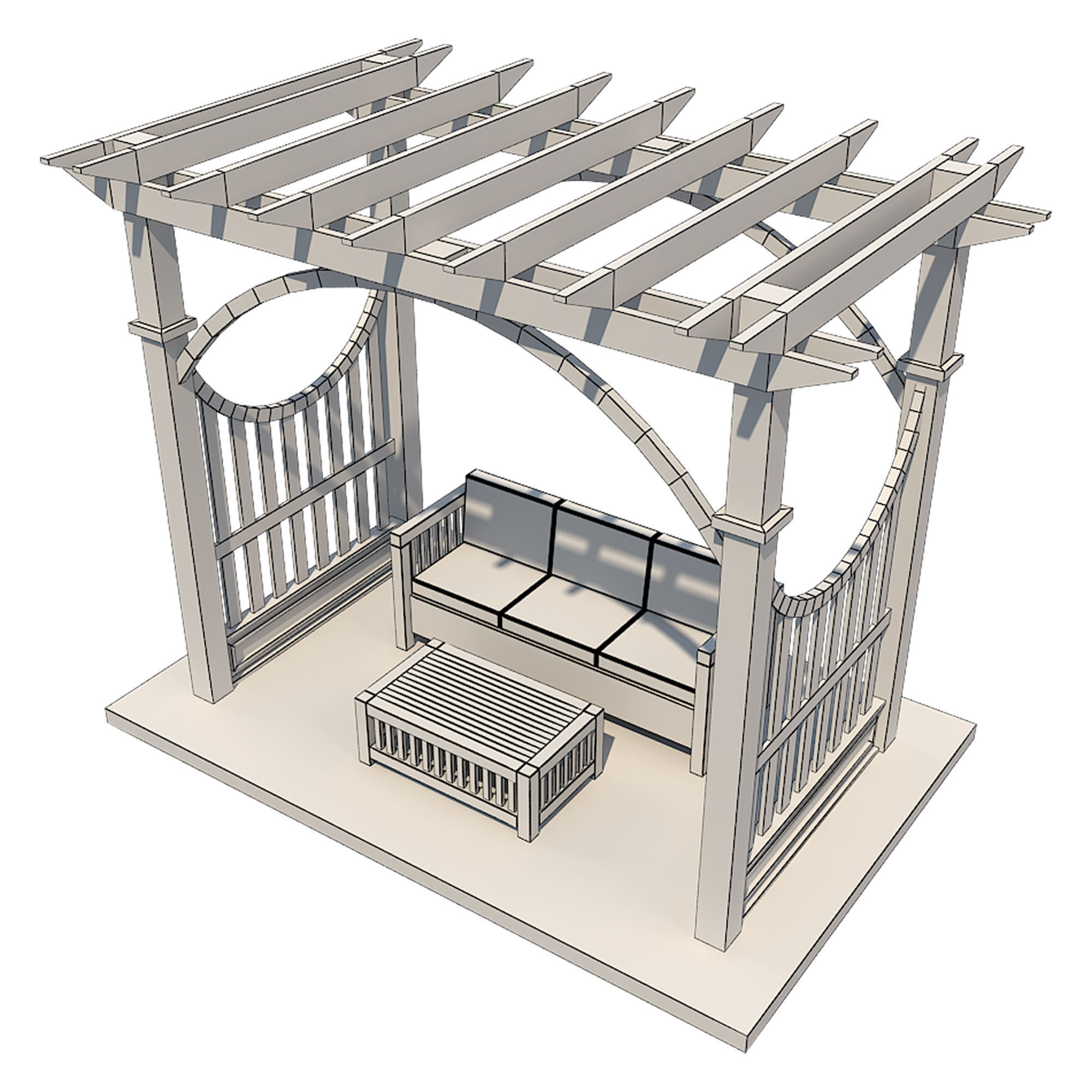 Pergola 2 Low-poly 3D model_12