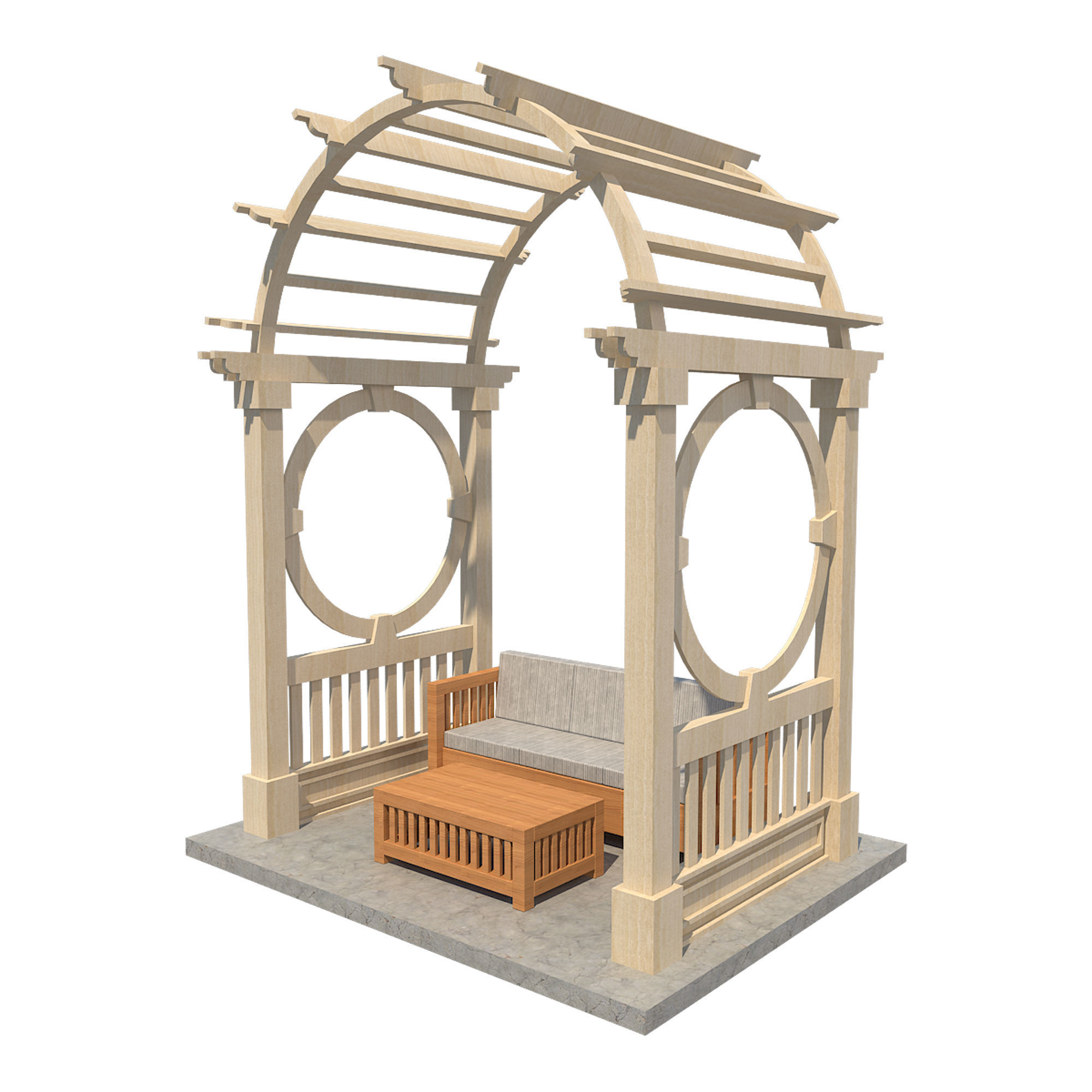 Pergola 5 Low-poly 3D model_1