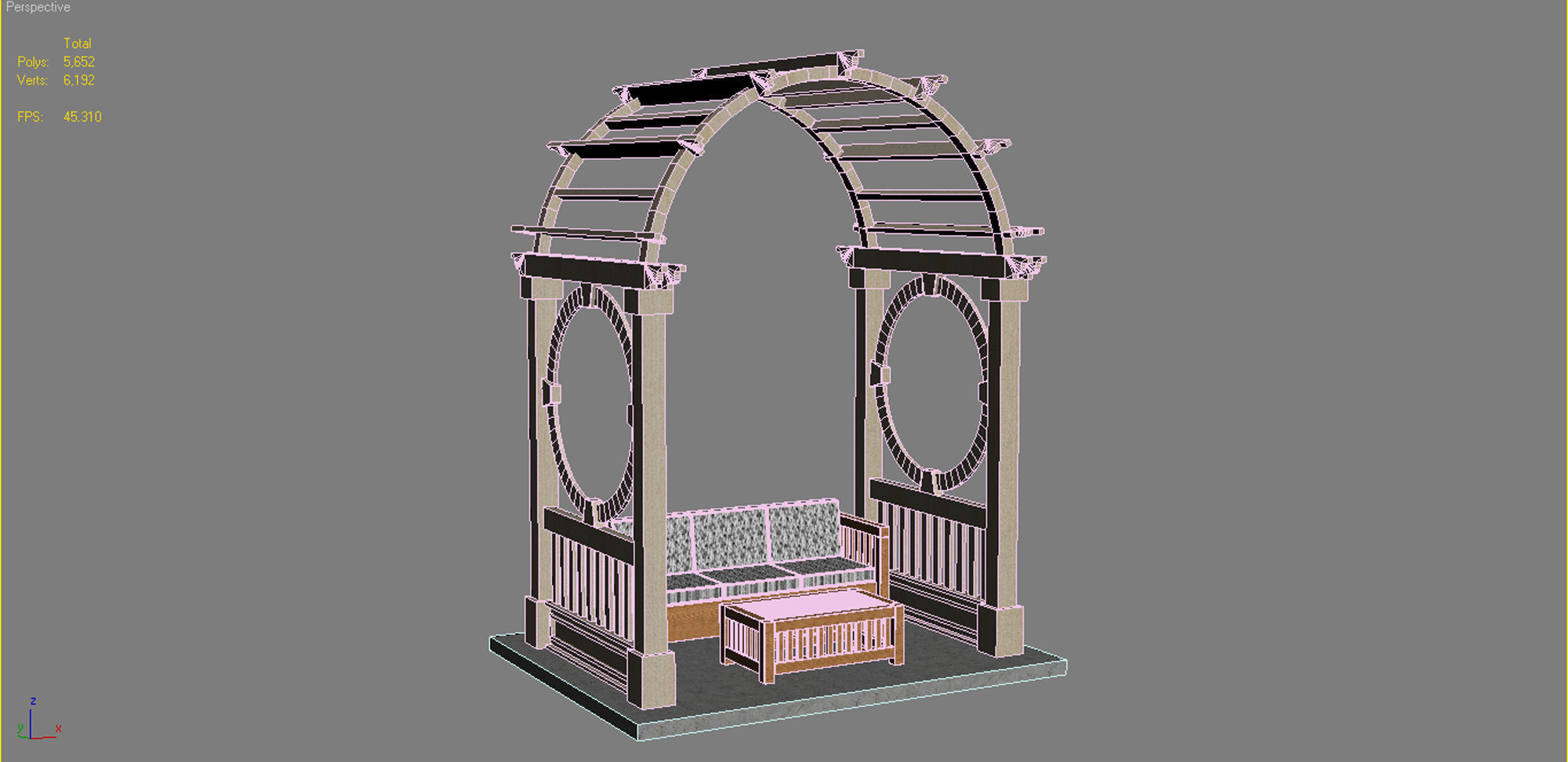 Pergola 5 Low-poly 3D model_16