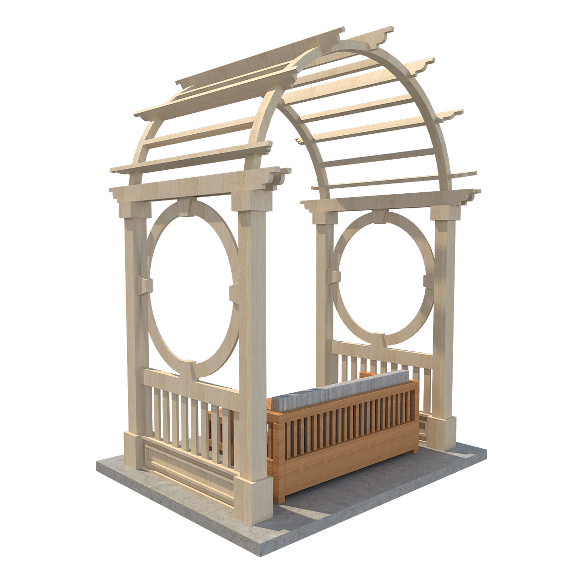 Pergola 5 Low-poly 3D model_2