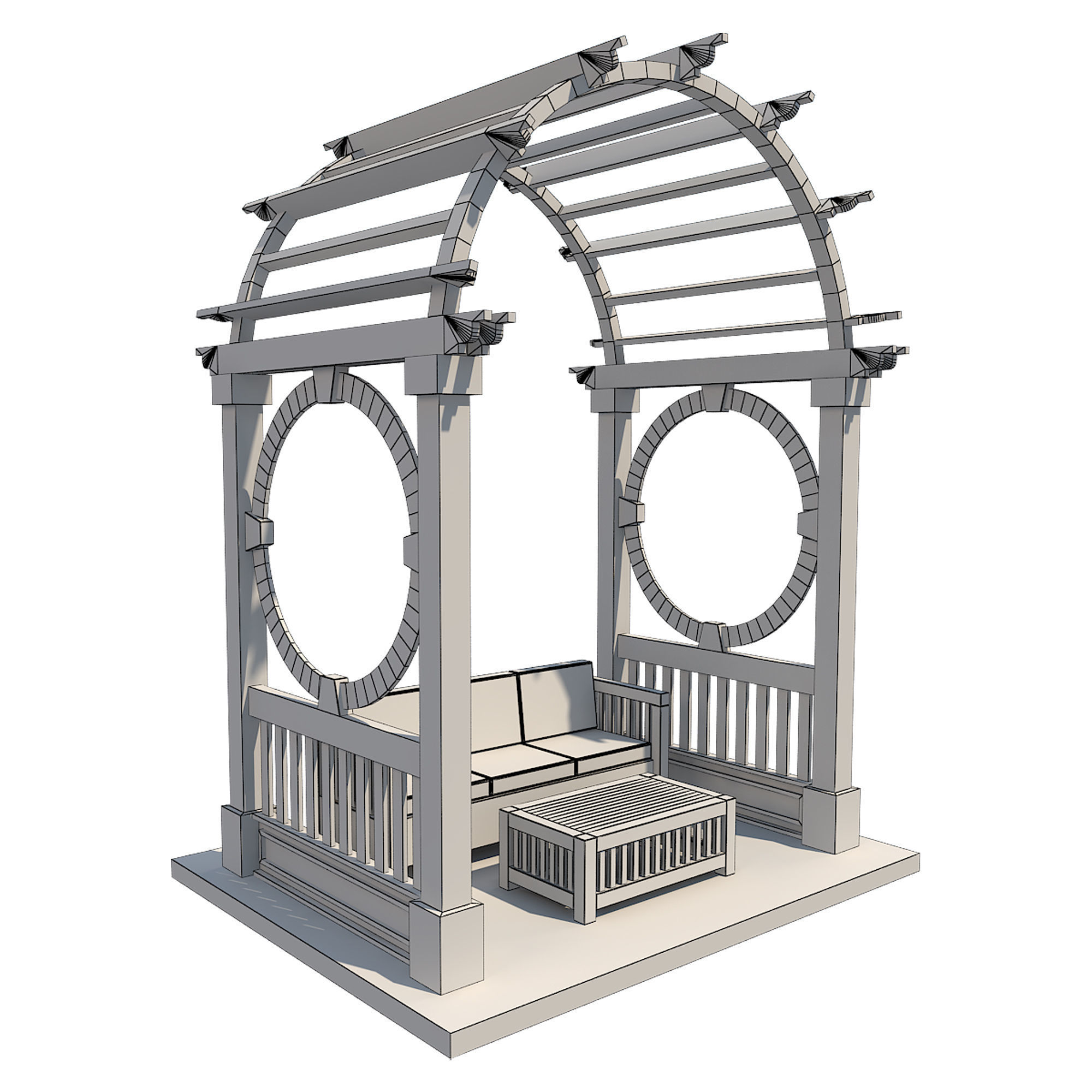 Pergola 5 Low-poly 3D model_7