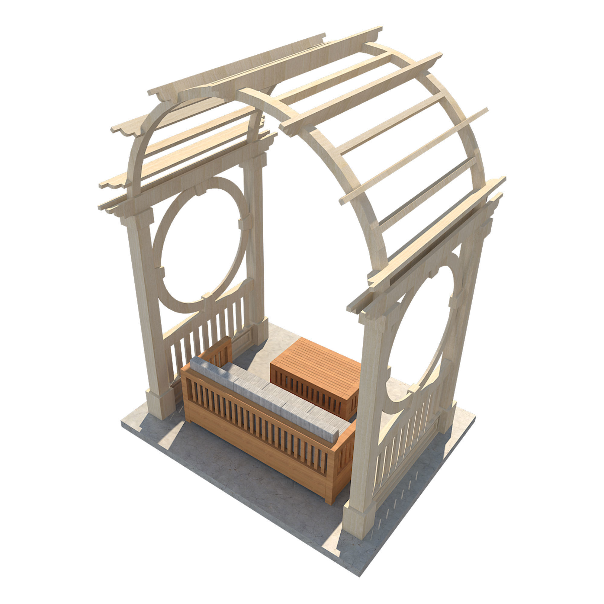 Pergola 5 Low-poly 3D model_4