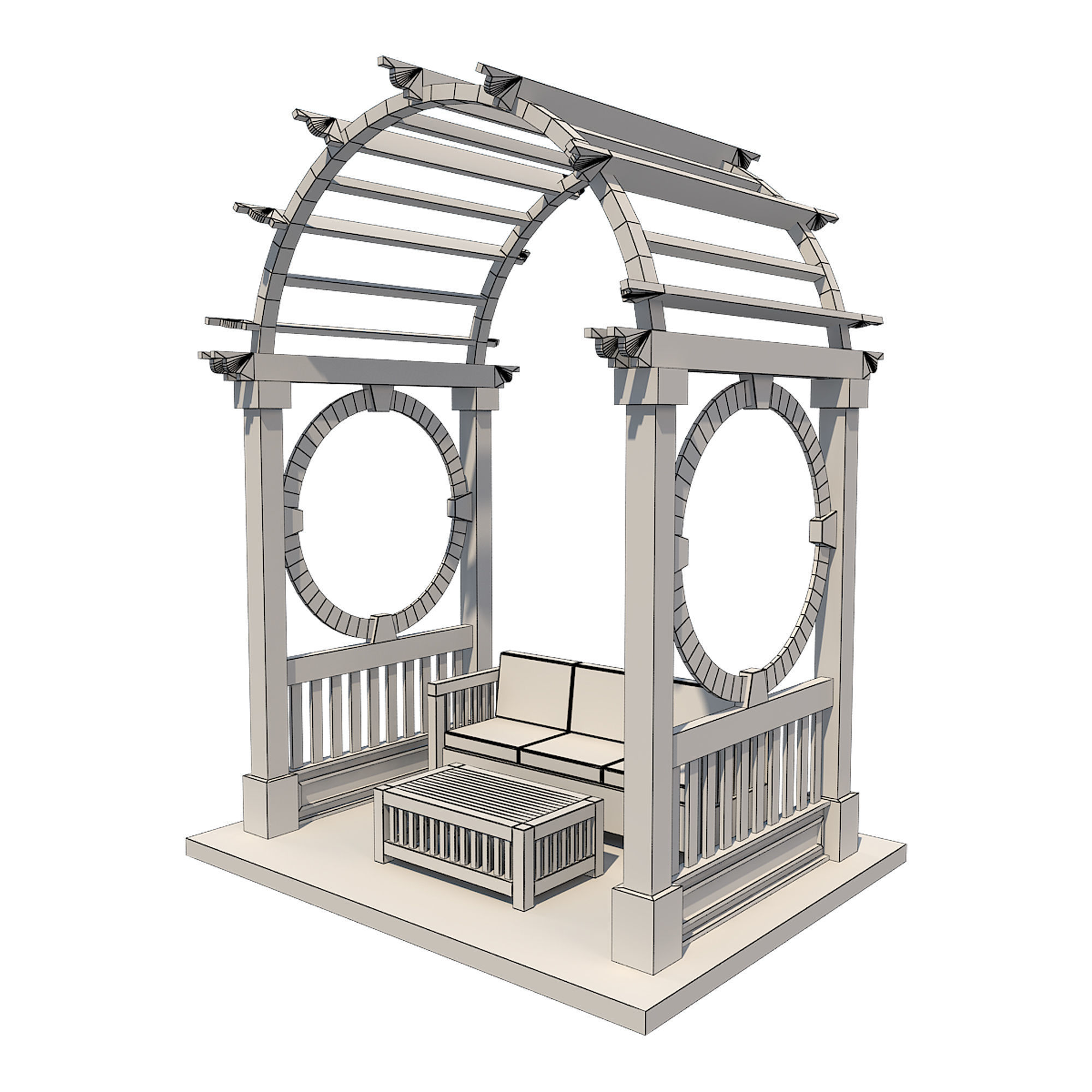 Pergola 5 Low-poly 3D model_8