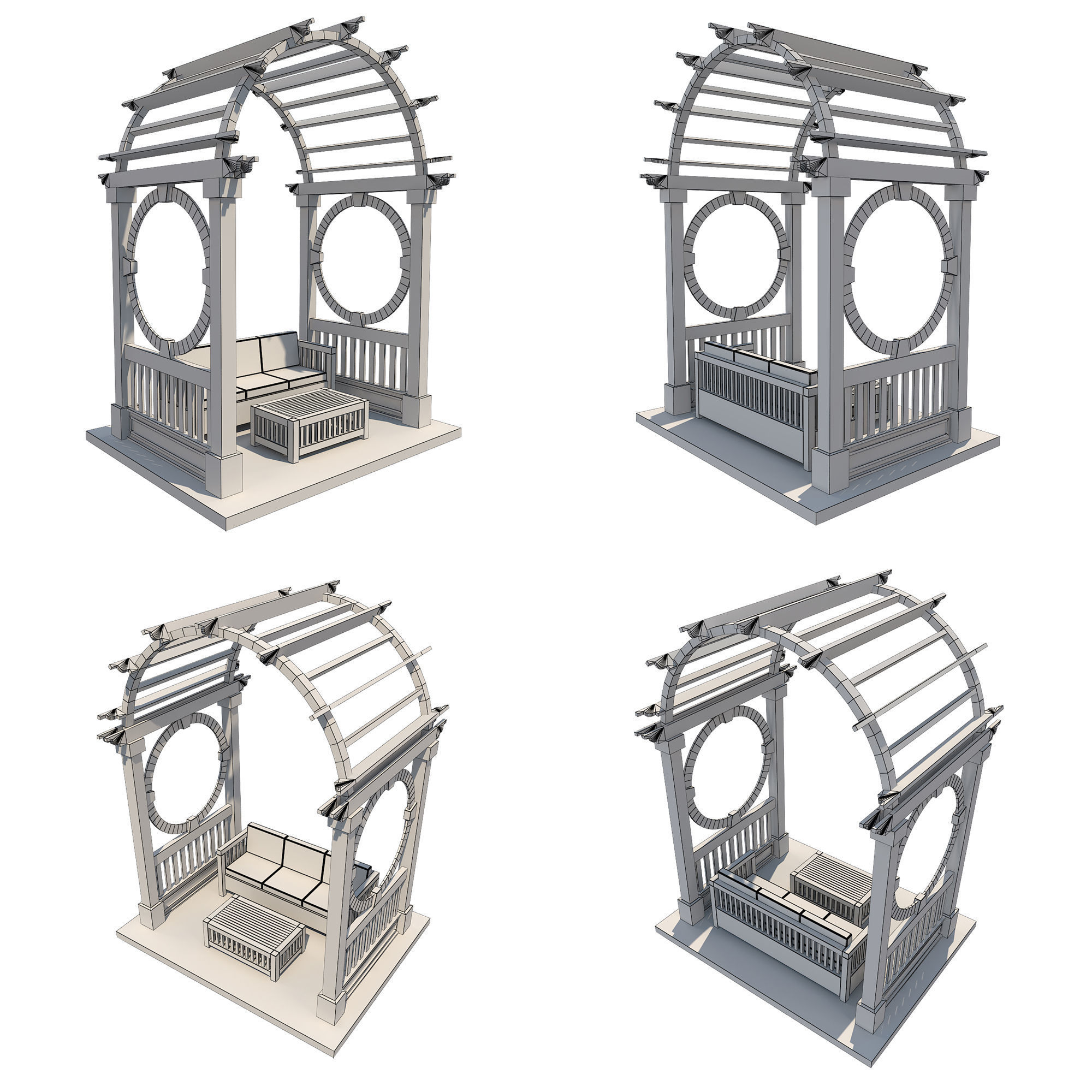 Pergola 5 Low-poly 3D model_13