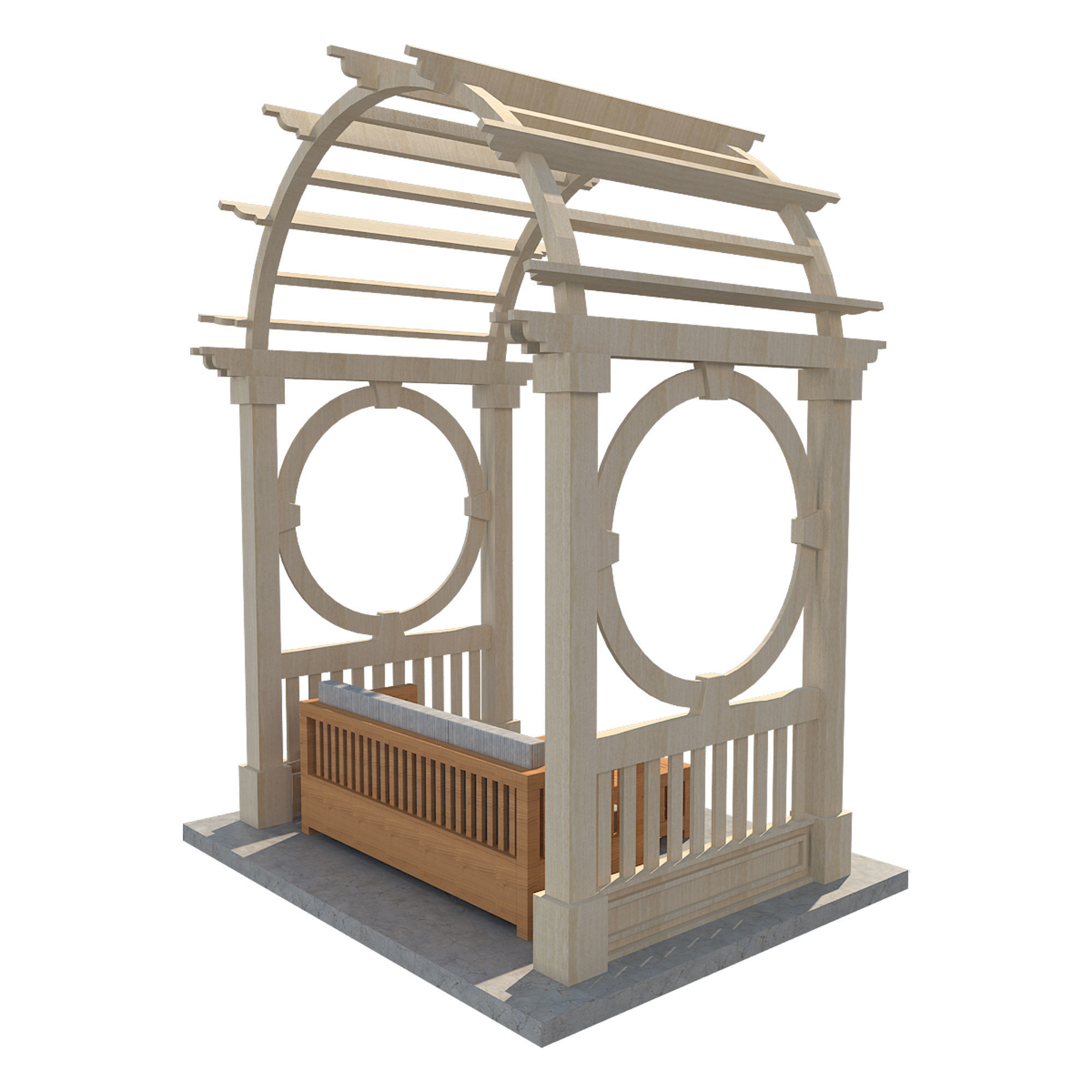 Pergola 5 Low-poly 3D model_3