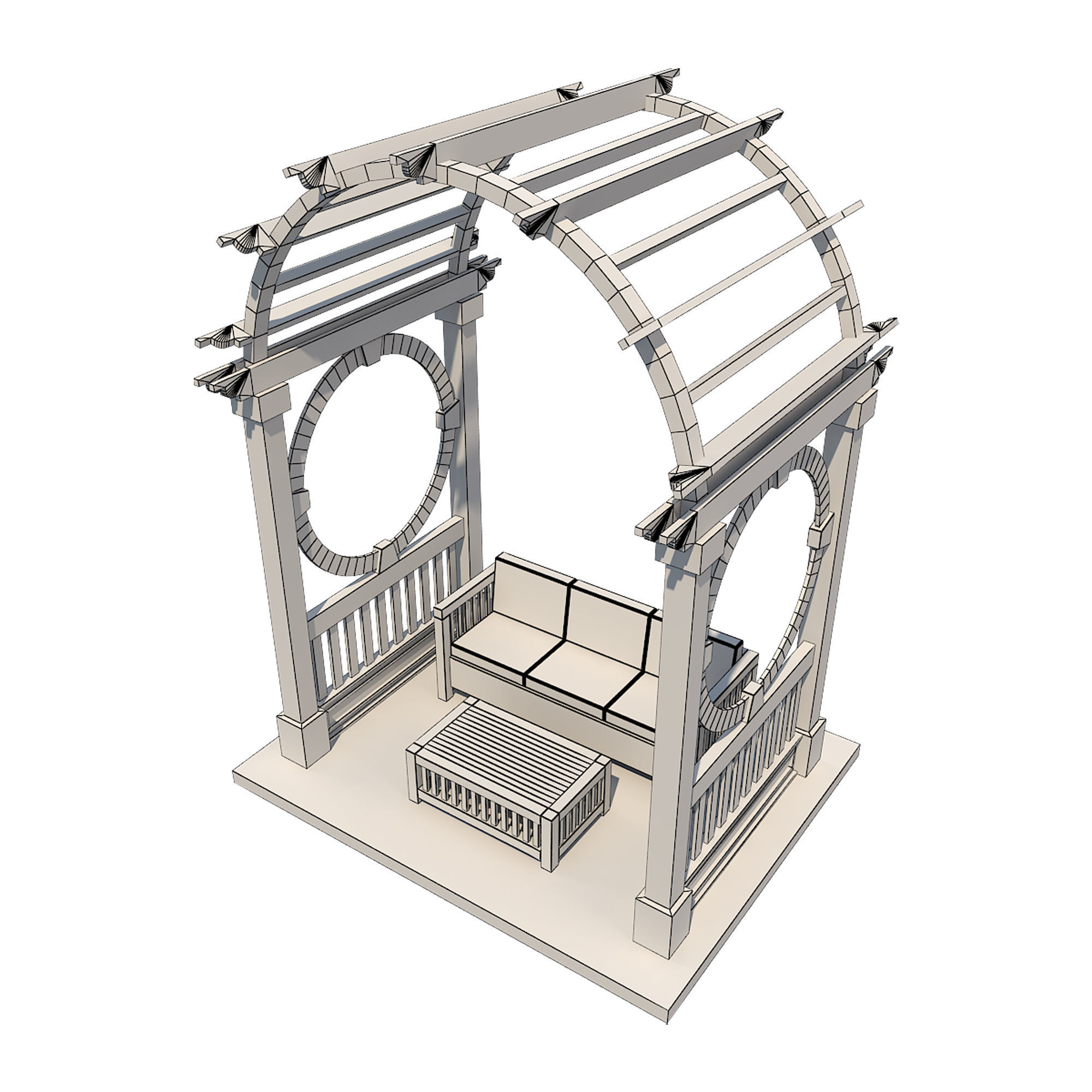 Pergola 5 Low-poly 3D model_12