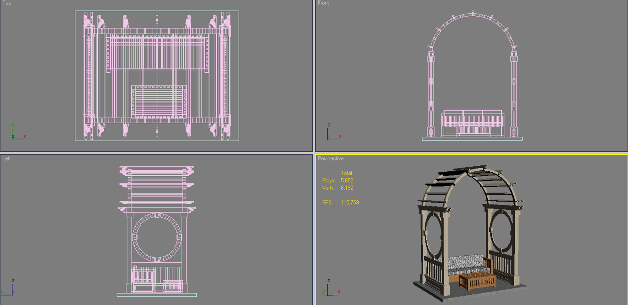 Pergola 5 Low-poly 3D model_15
