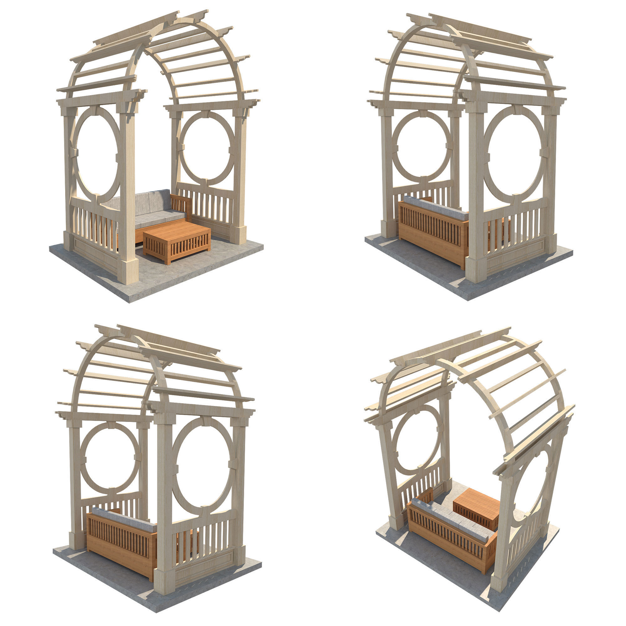 Pergola 5 Low-poly 3D model_6