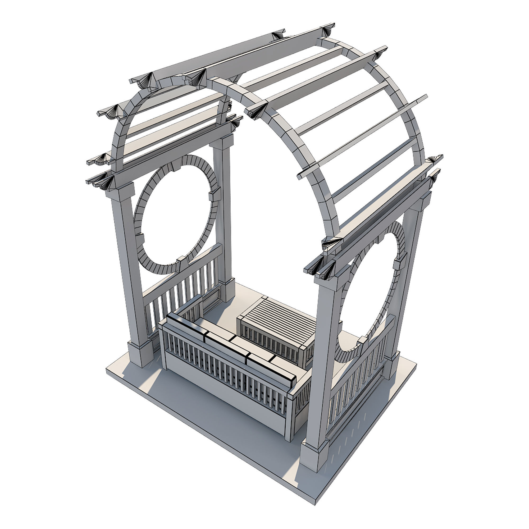 Pergola 5 Low-poly 3D model_11