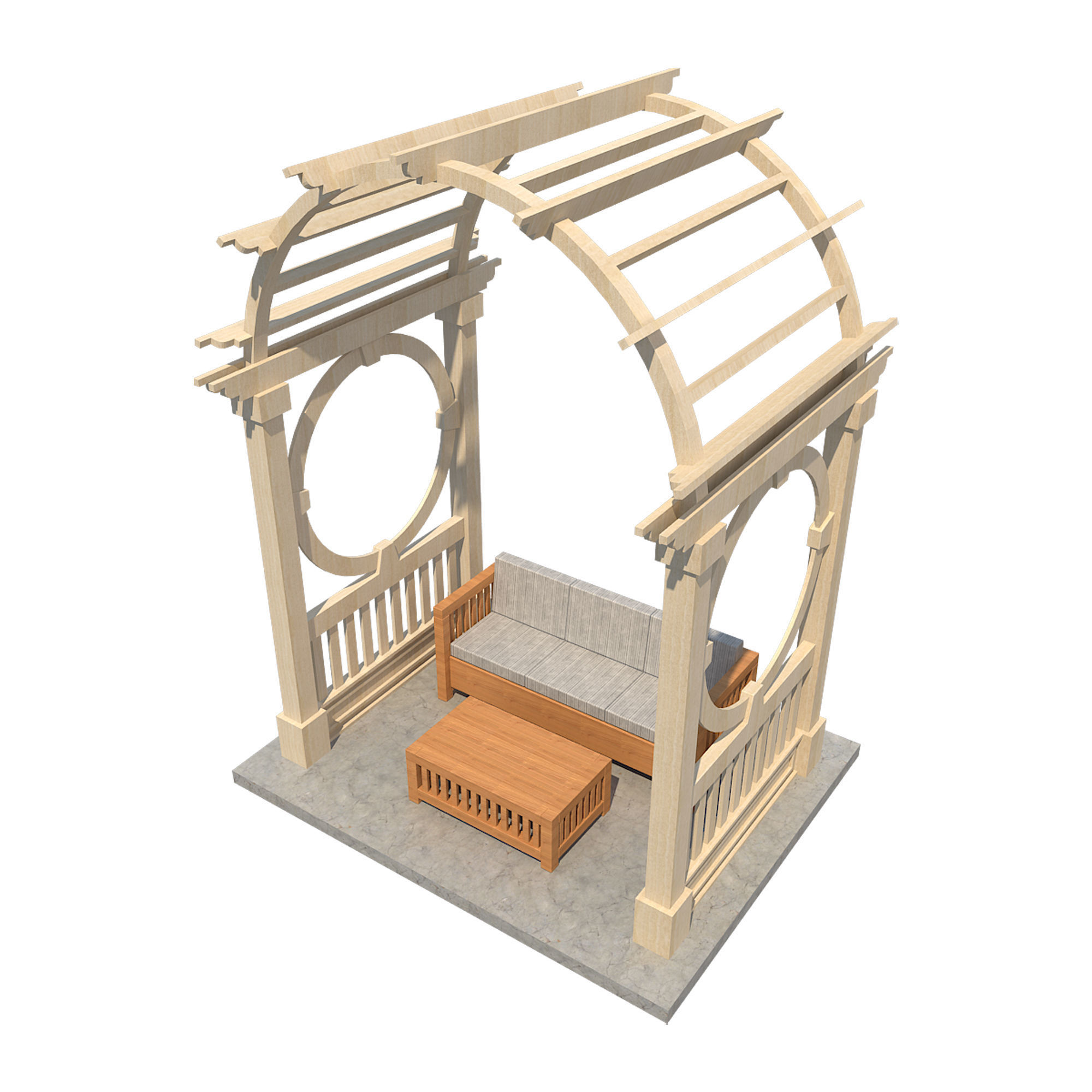 Pergola 5 Low-poly 3D model_5