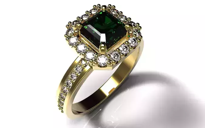 Emerald Cut Diamond Stone Engagement Ring 