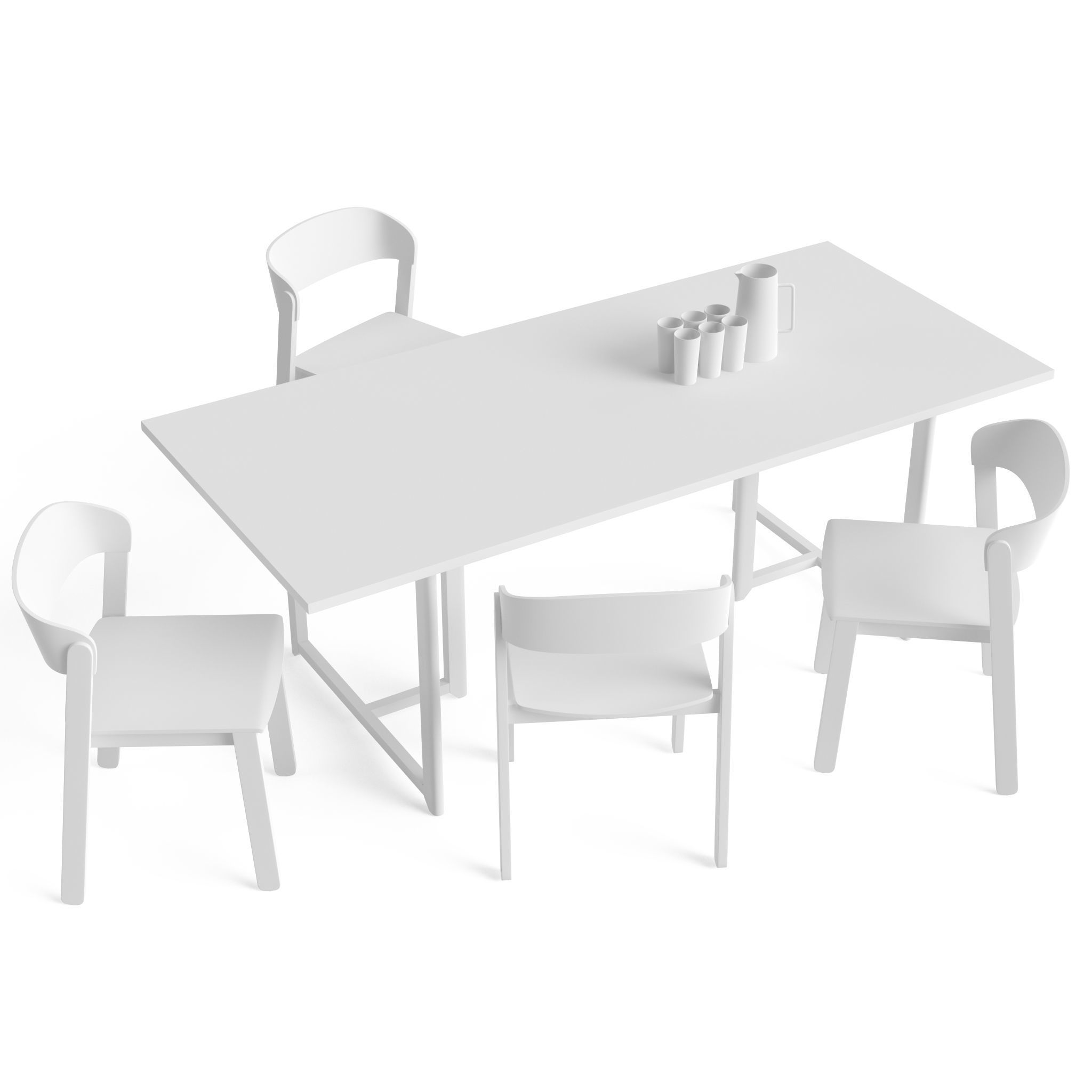 Pur Chair and Seleri table Low-poly 3D model_9
