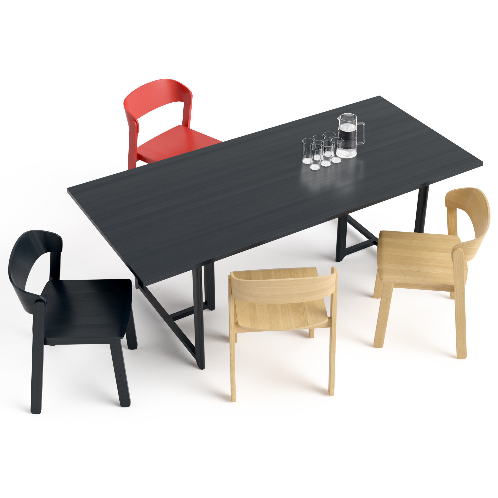 Pur Chair and Seleri table Low-poly 3D model_2