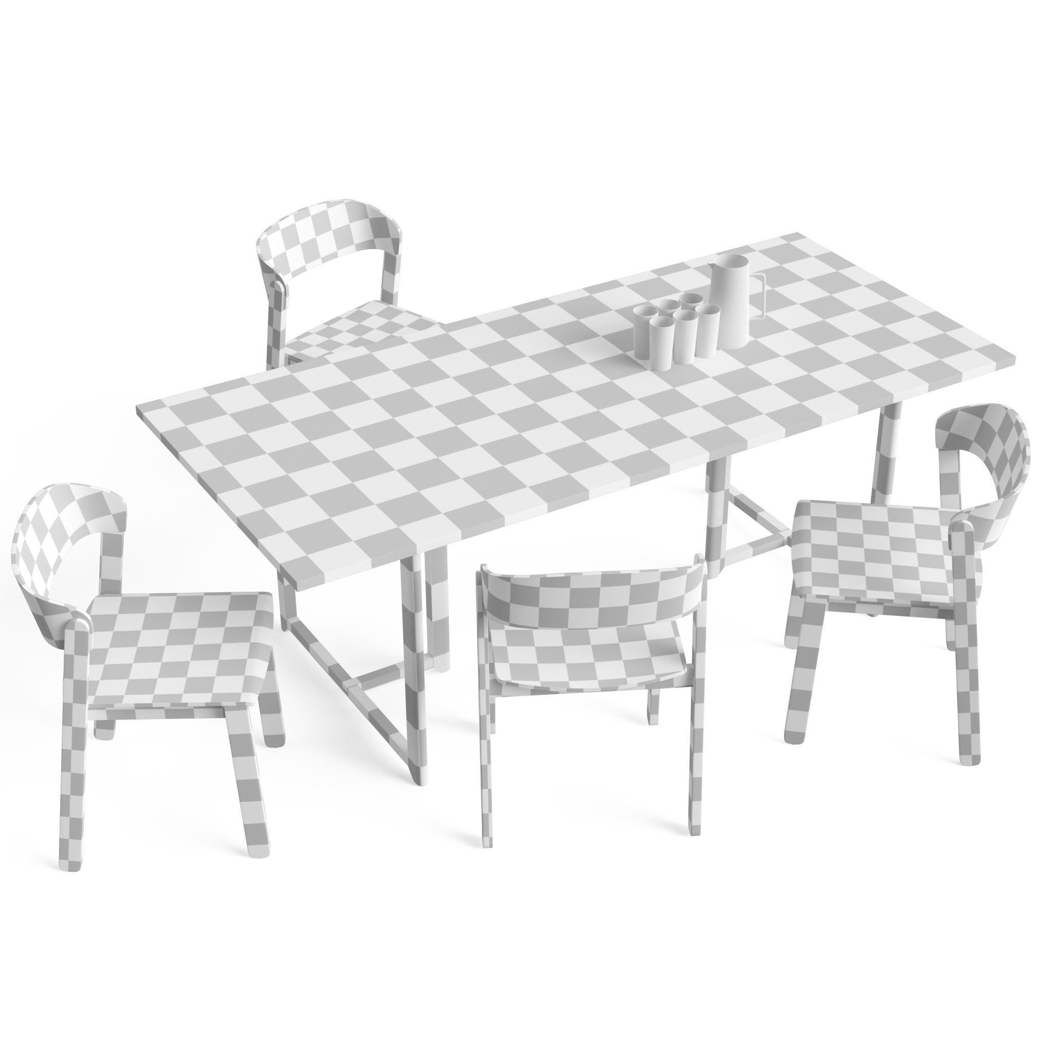 Pur Chair and Seleri table Low-poly 3D model_8