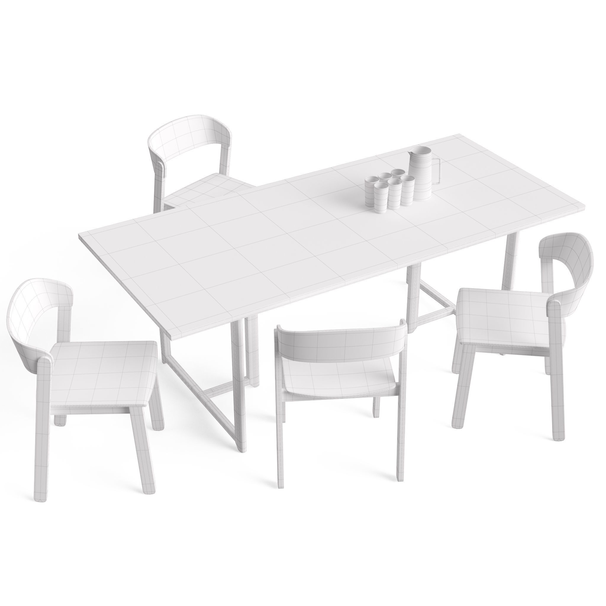 Pur Chair and Seleri table Low-poly 3D model_7