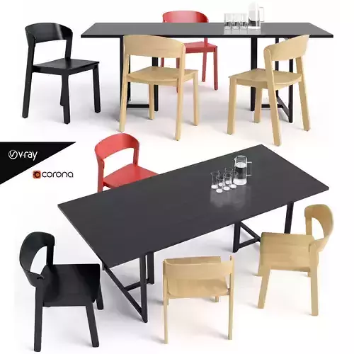Pur Chair and Seleri table Low-poly 3D model