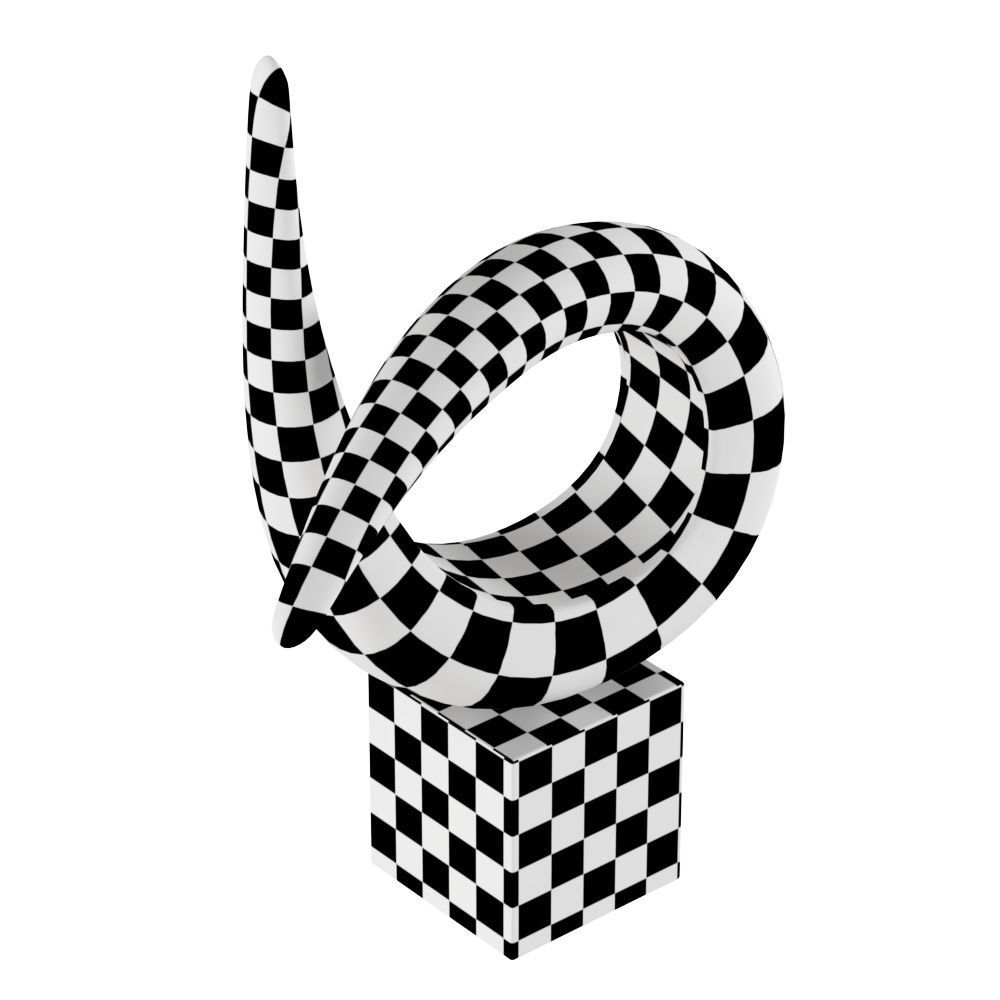 Modern table sculpture gold black 3D model_5