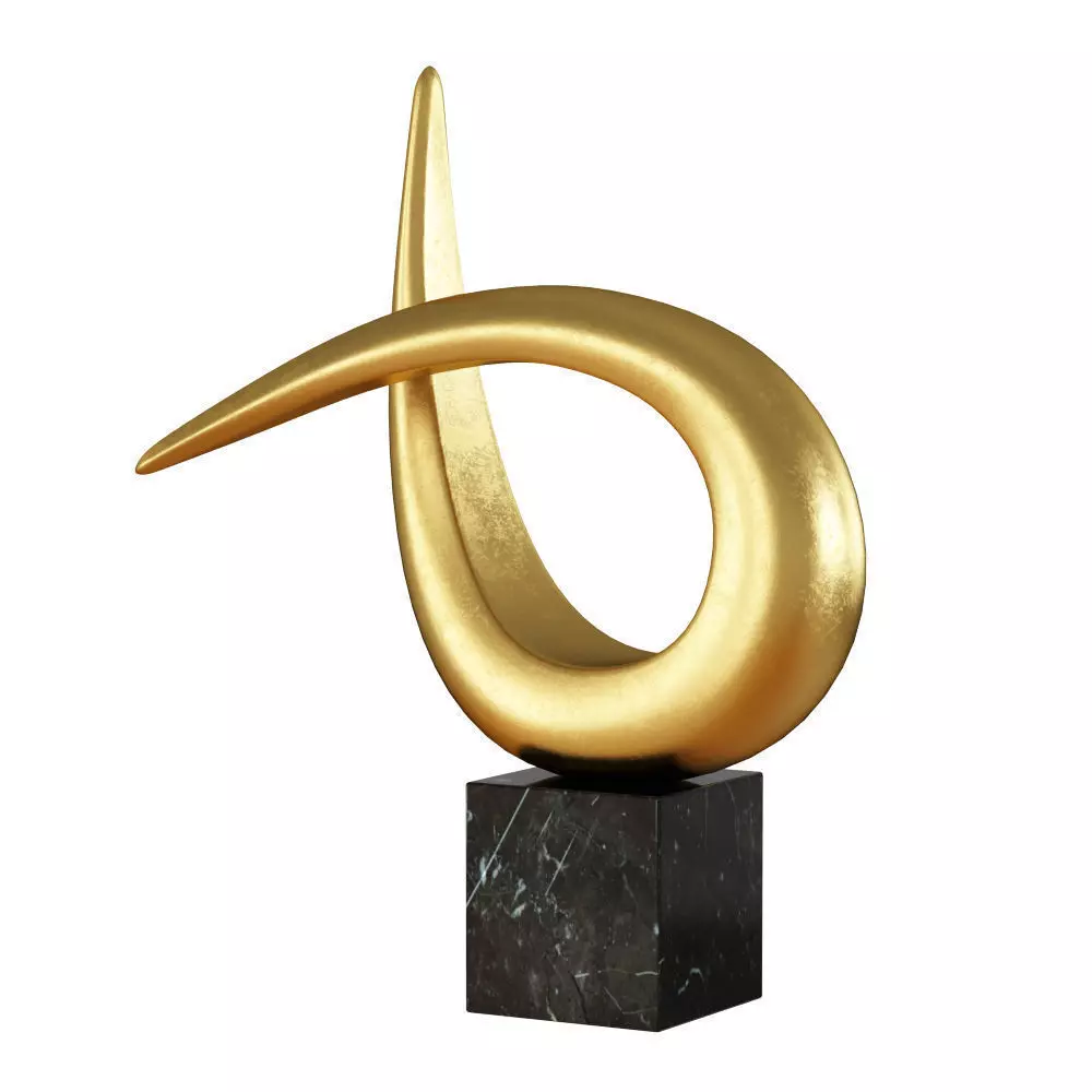 Modern table sculpture gold black 3D model_0