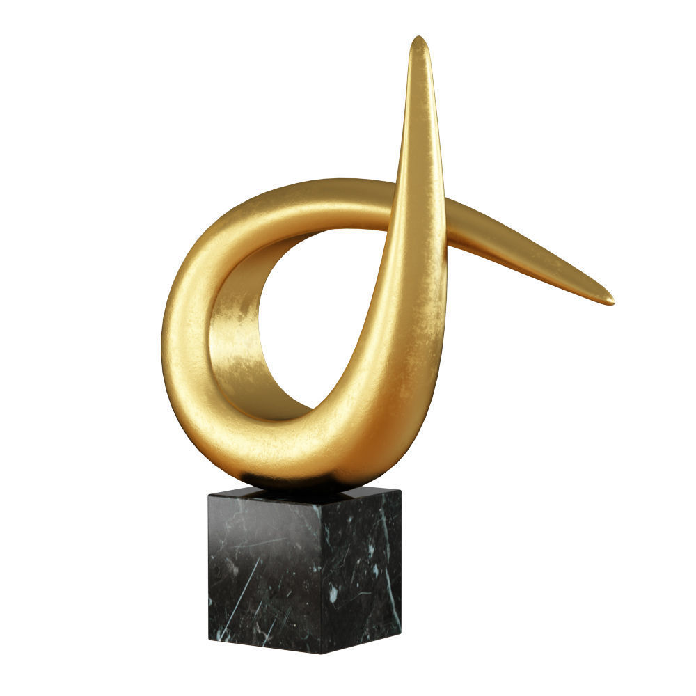 Modern table sculpture gold black 3D model_1