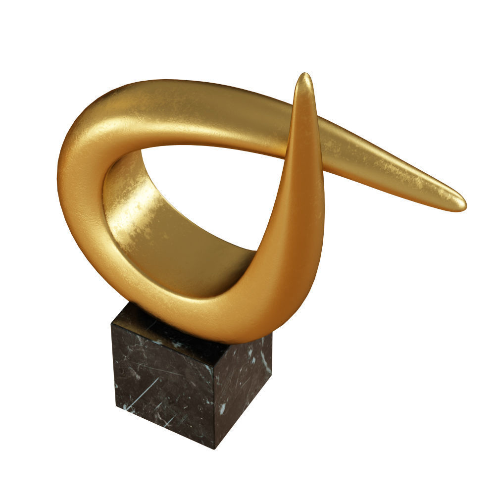 Modern table sculpture gold black 3D model_3