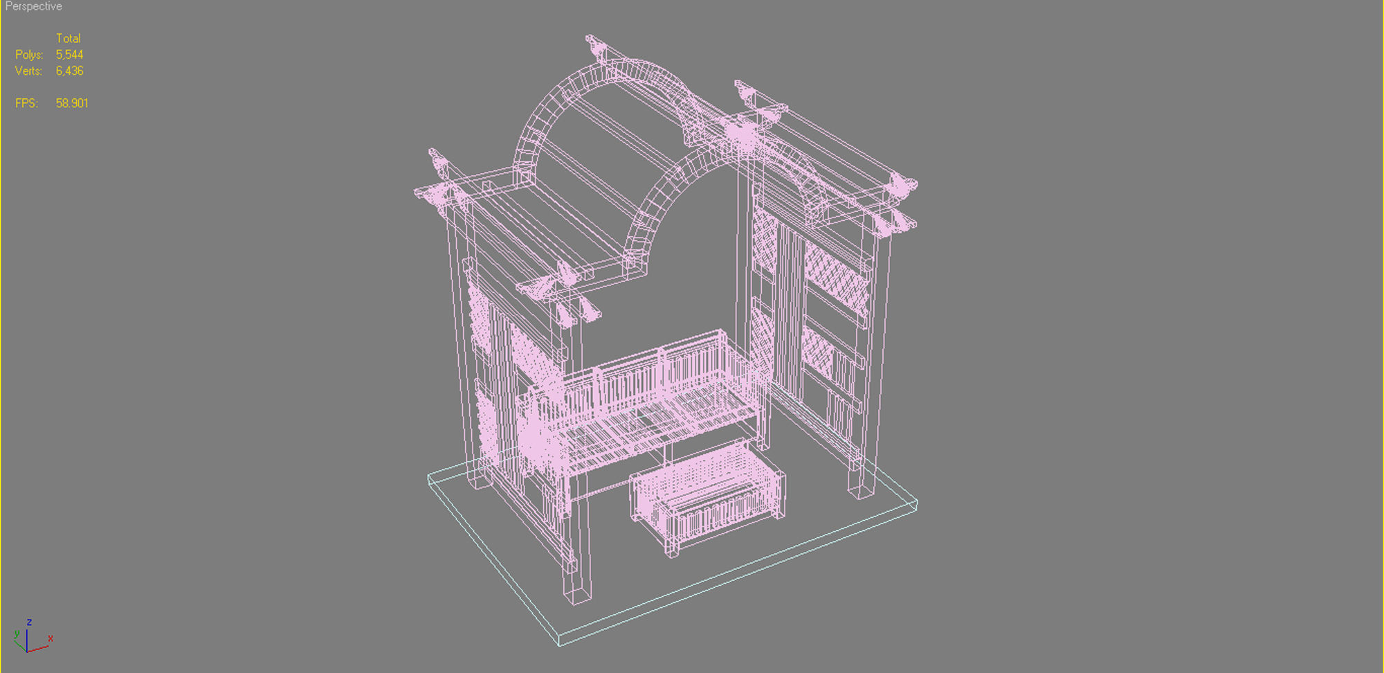 Pergola 7  Low-poly 3D model_14