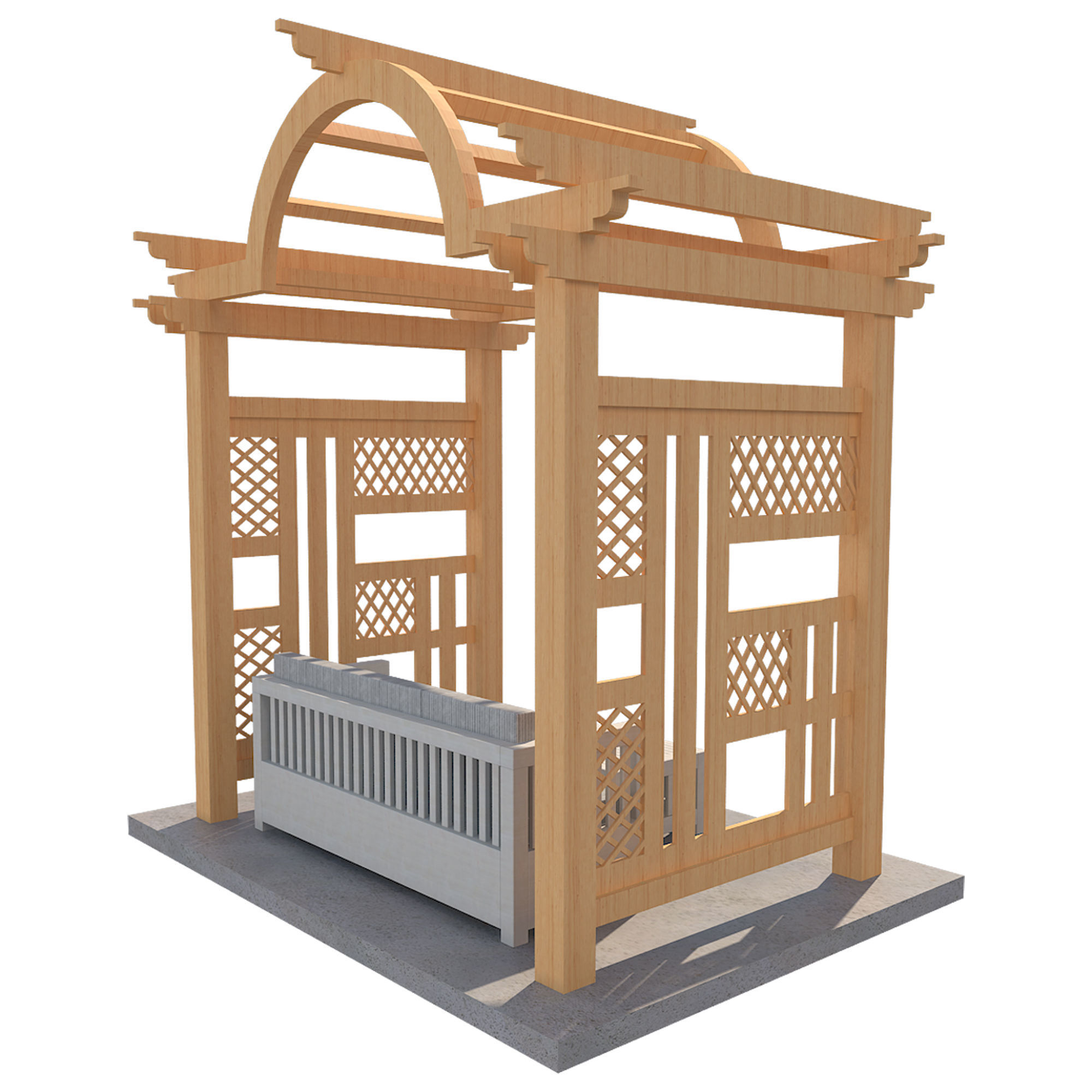 Pergola 7  Low-poly 3D model_6