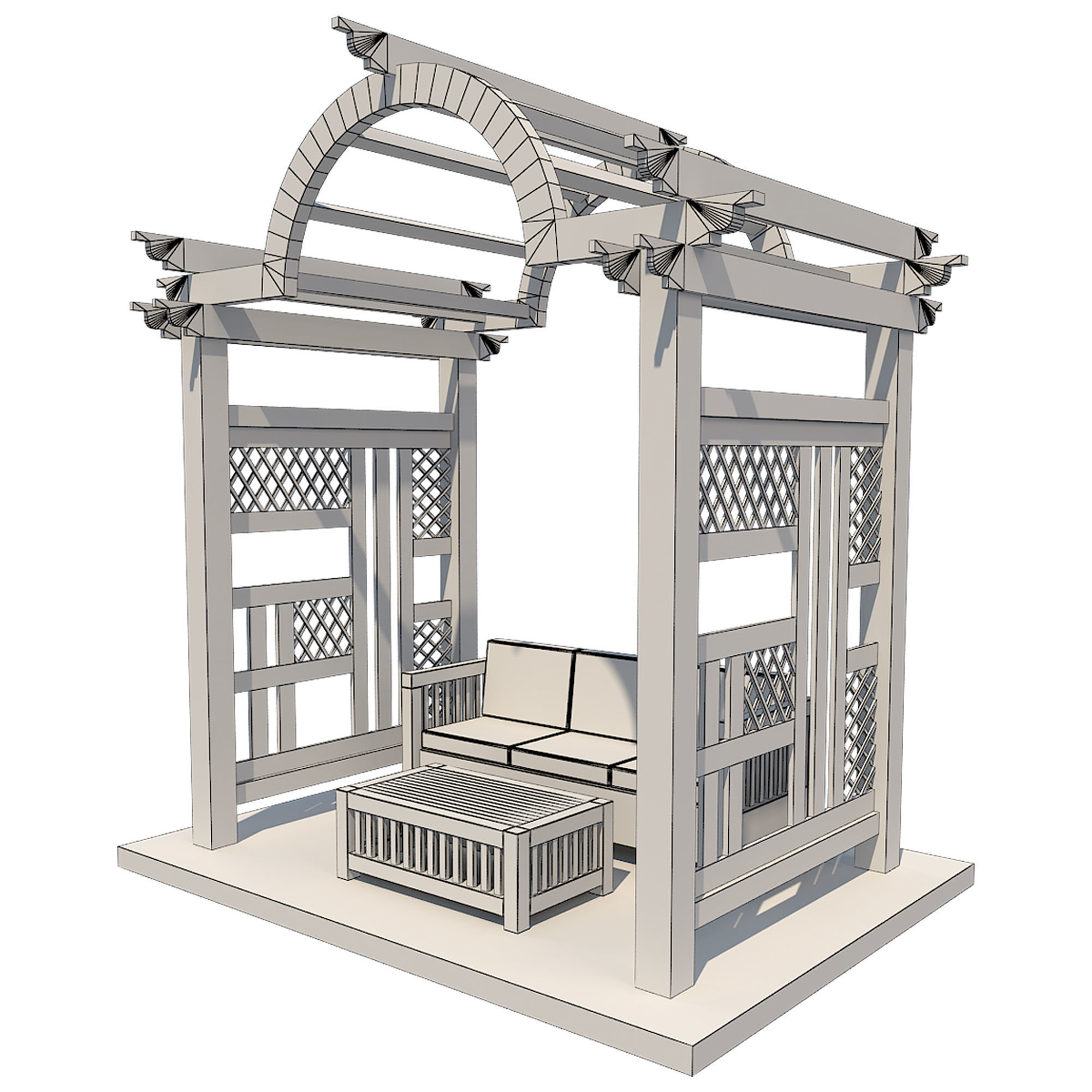 Pergola 7  Low-poly 3D model_12