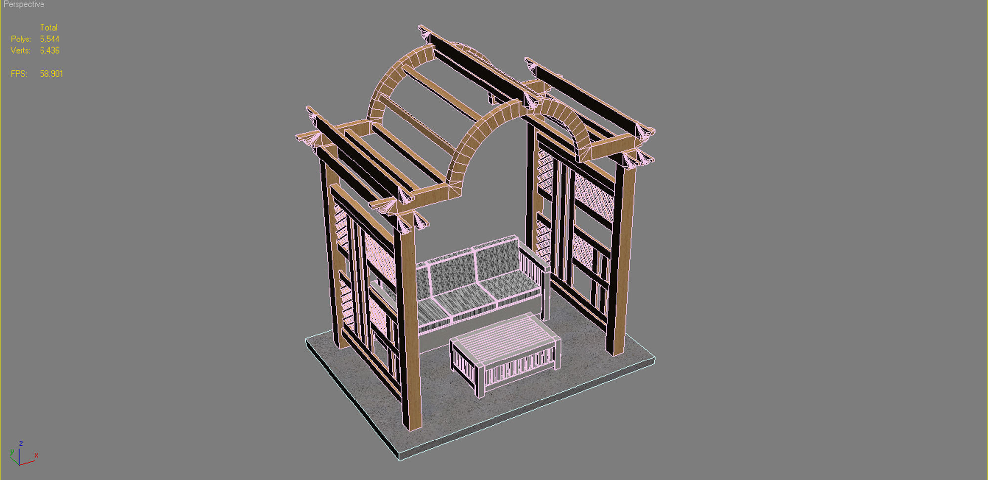 Pergola 7  Low-poly 3D model_16