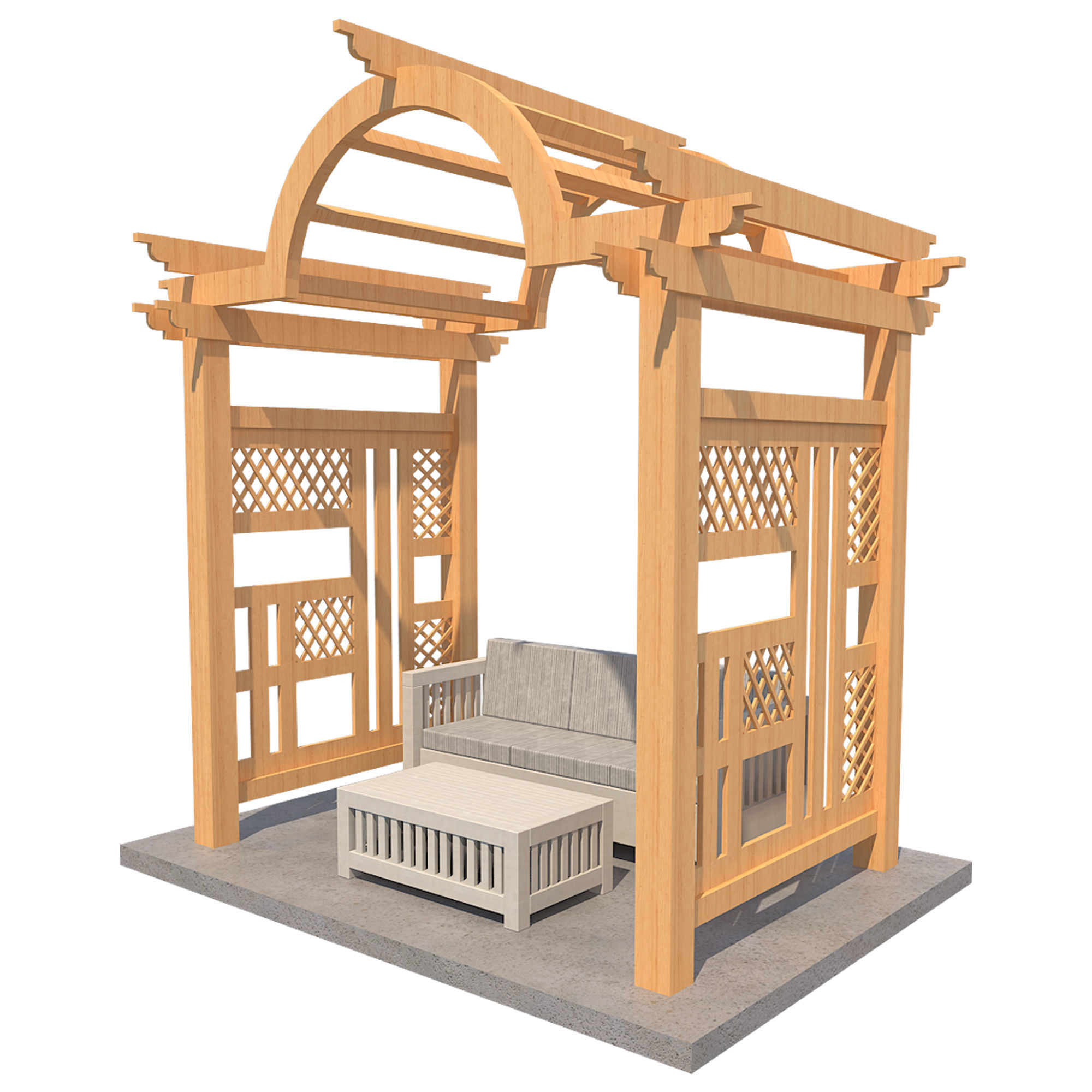 Pergola 7  Low-poly 3D model_1