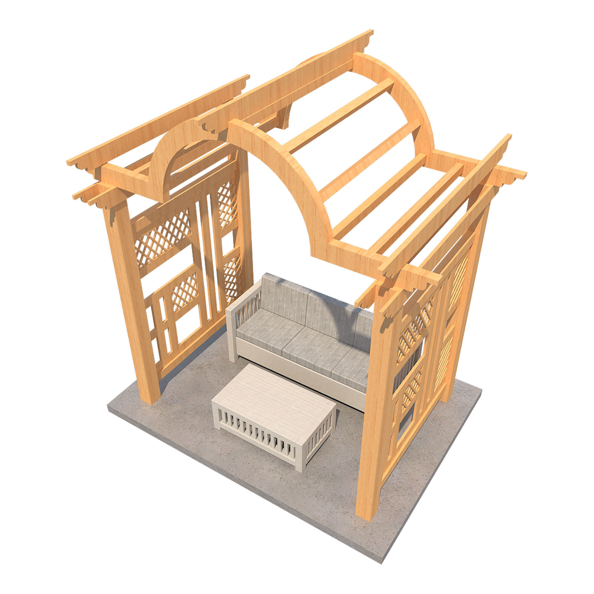 Pergola 7  Low-poly 3D model_3