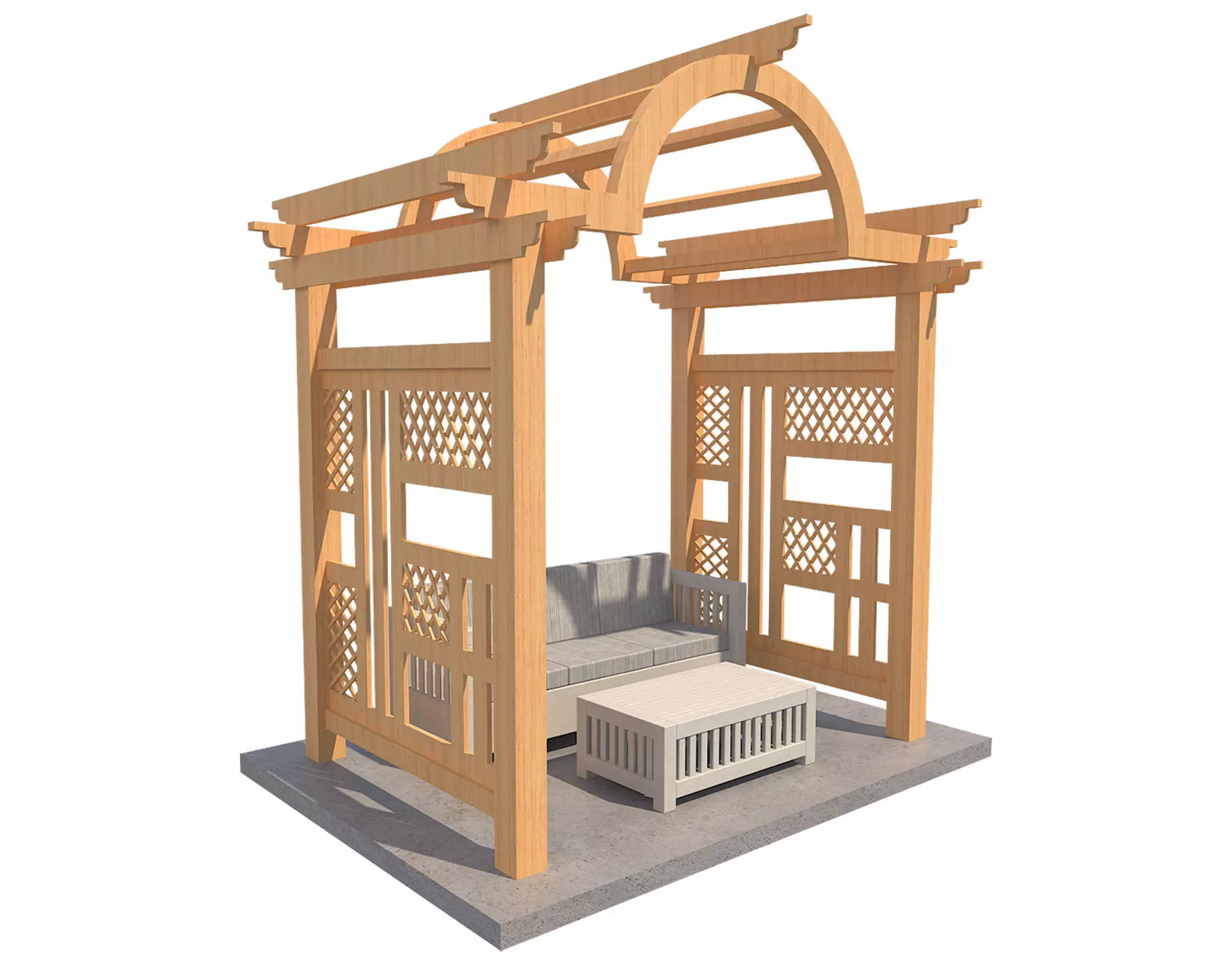 Pergola 7  Low-poly 3D model_0