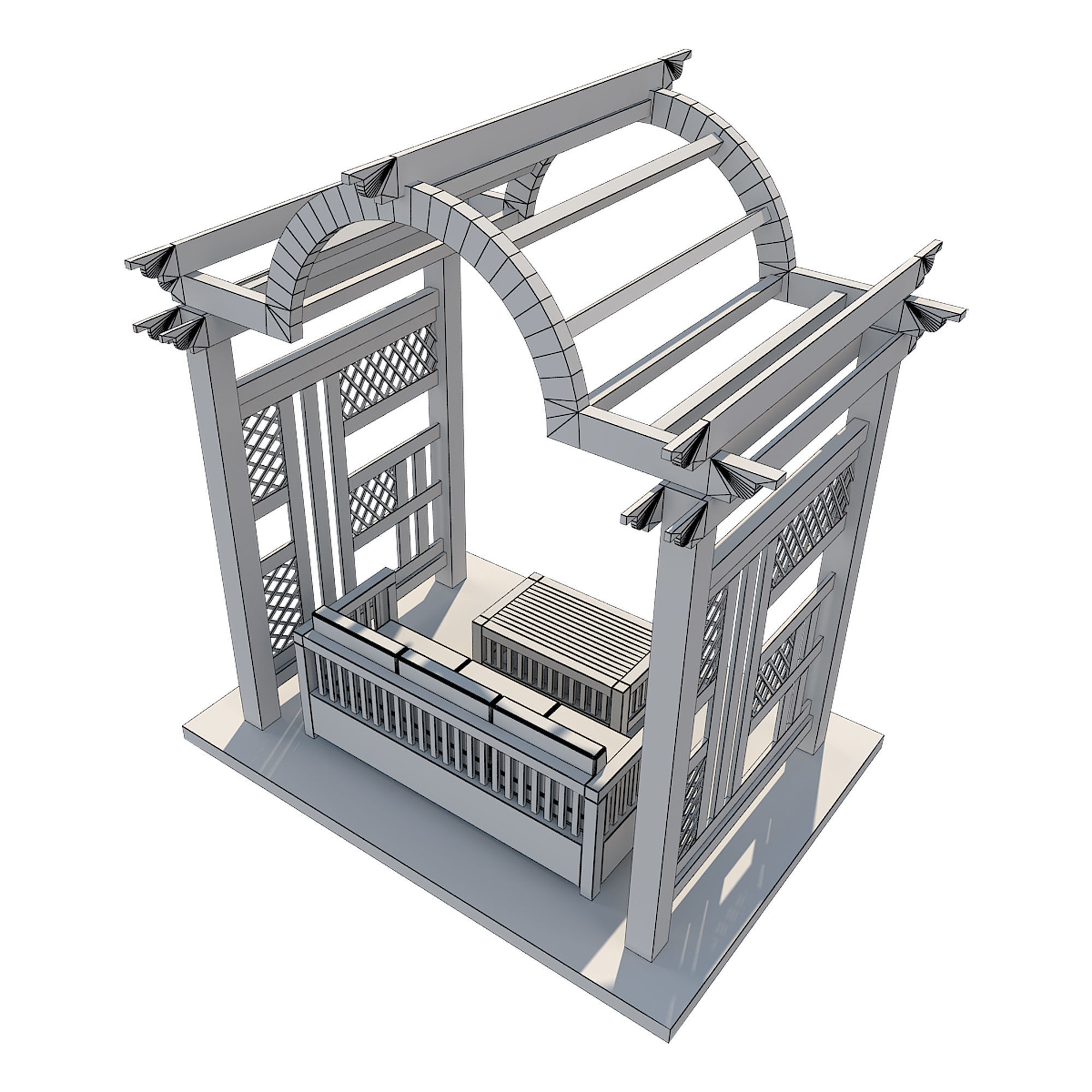 Pergola 7  Low-poly 3D model_11